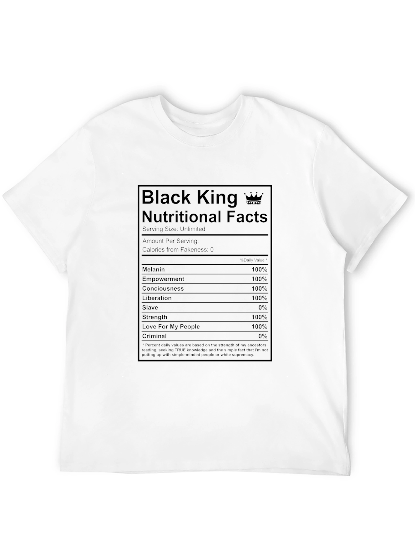 Black King Nutritional Facts T-Shirt