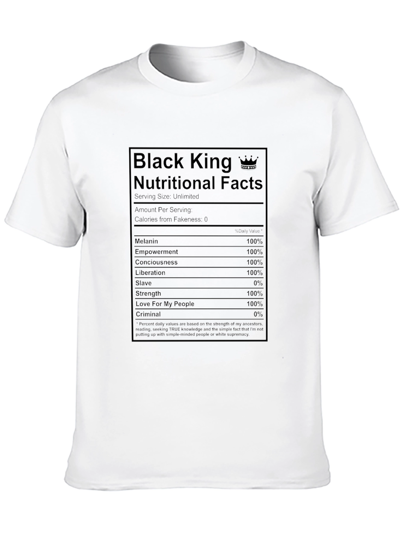 Black King Nutritional Facts T-Shirt