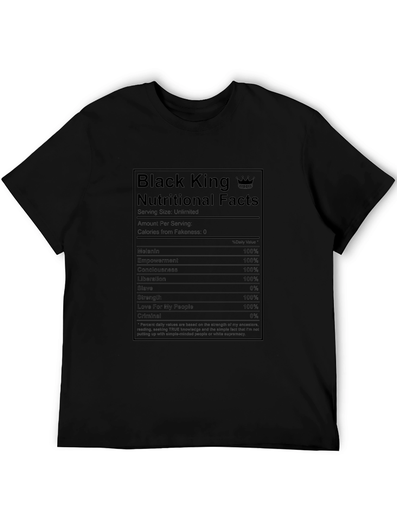 Black King Nutritional Facts T-Shirt