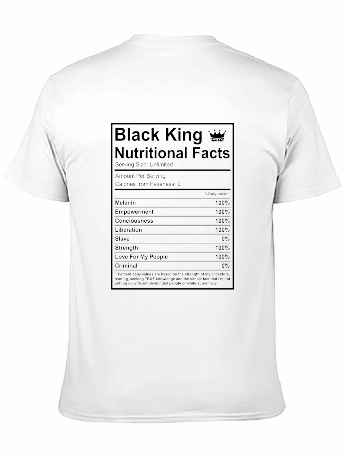 Black King Nutritional Facts T-Shirt