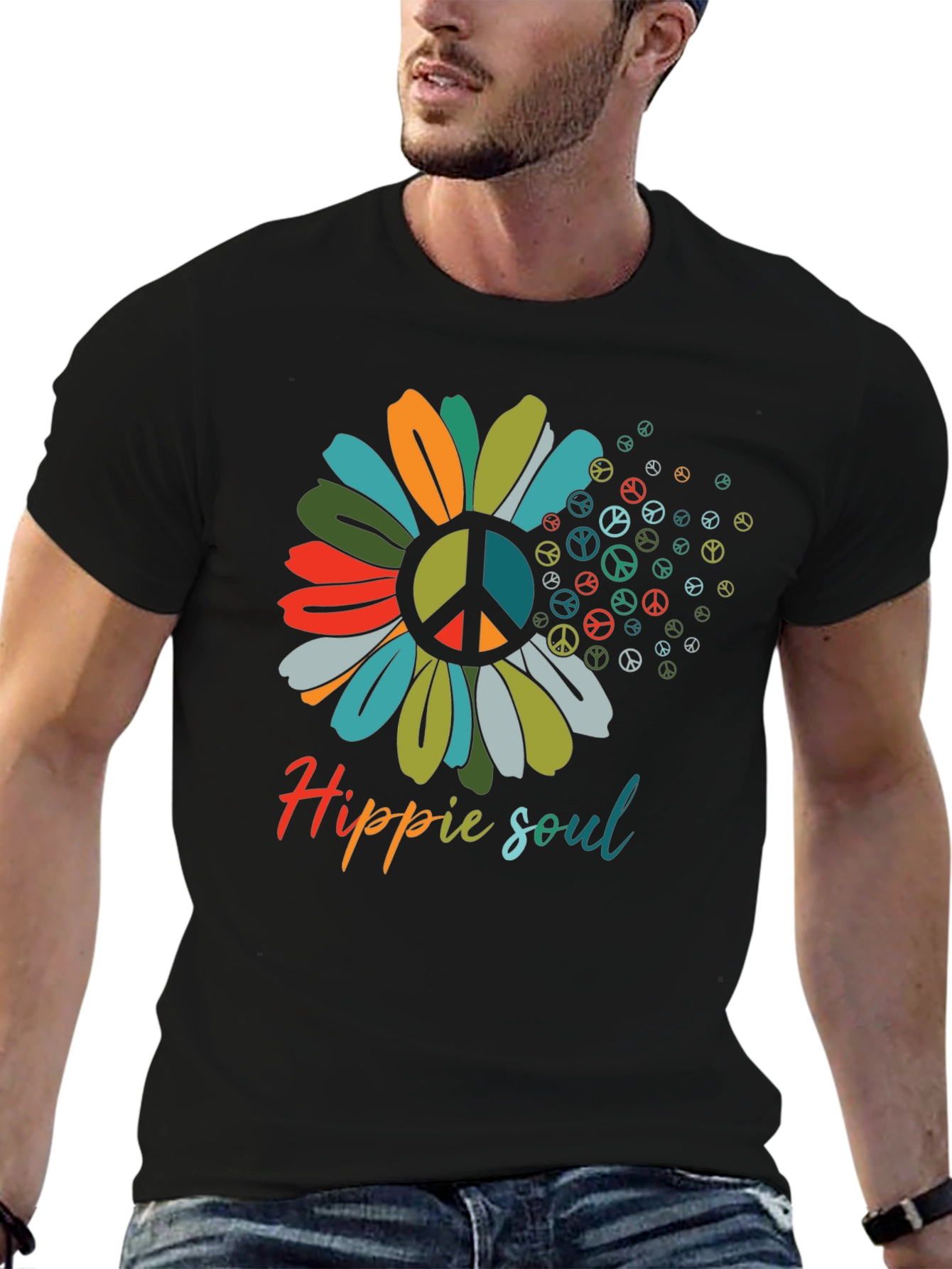 Hippie Soul Flower Peace Sign T-Shirt