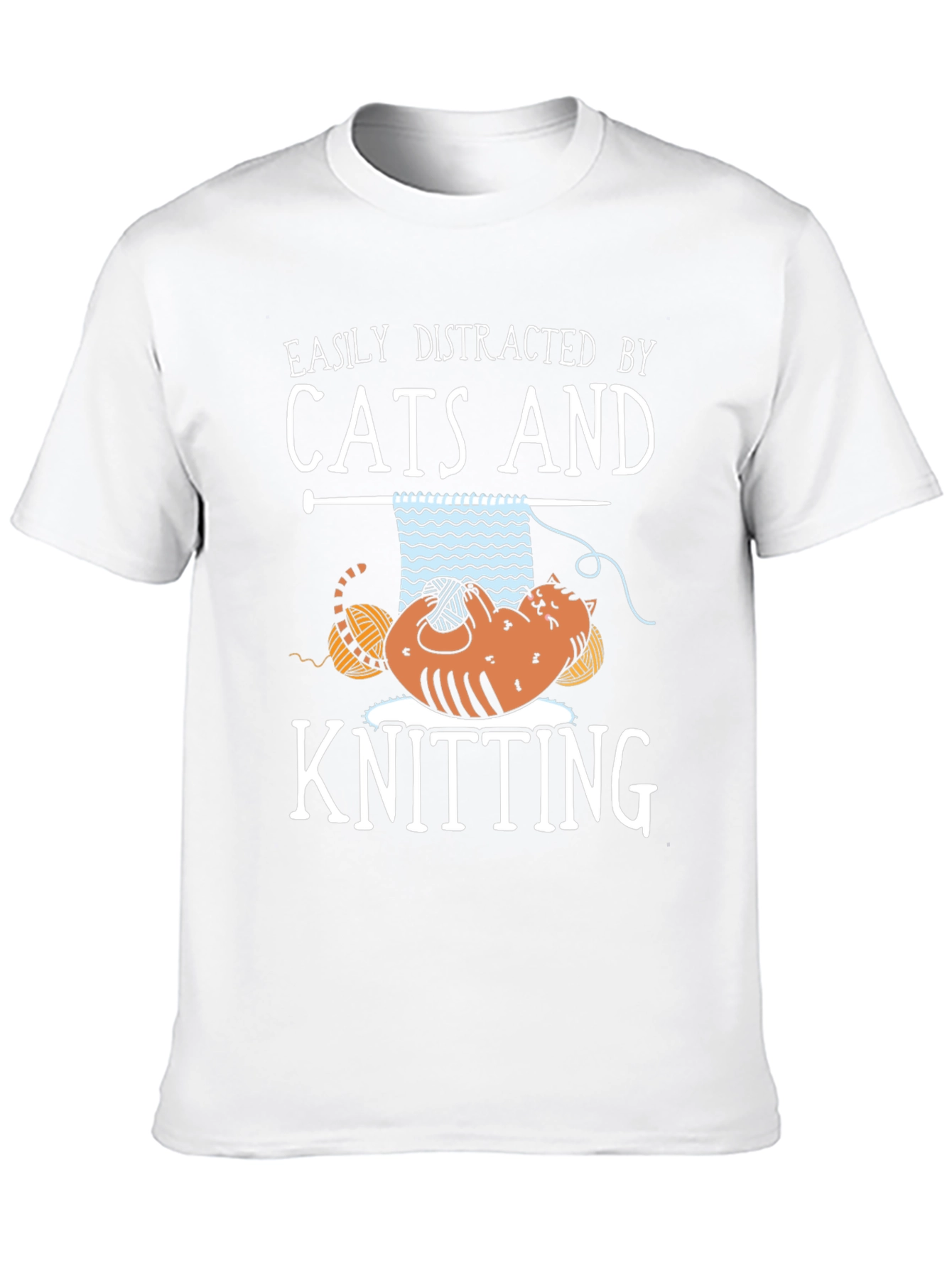 Easily Distracted By Cats and Knitting T-Shirt