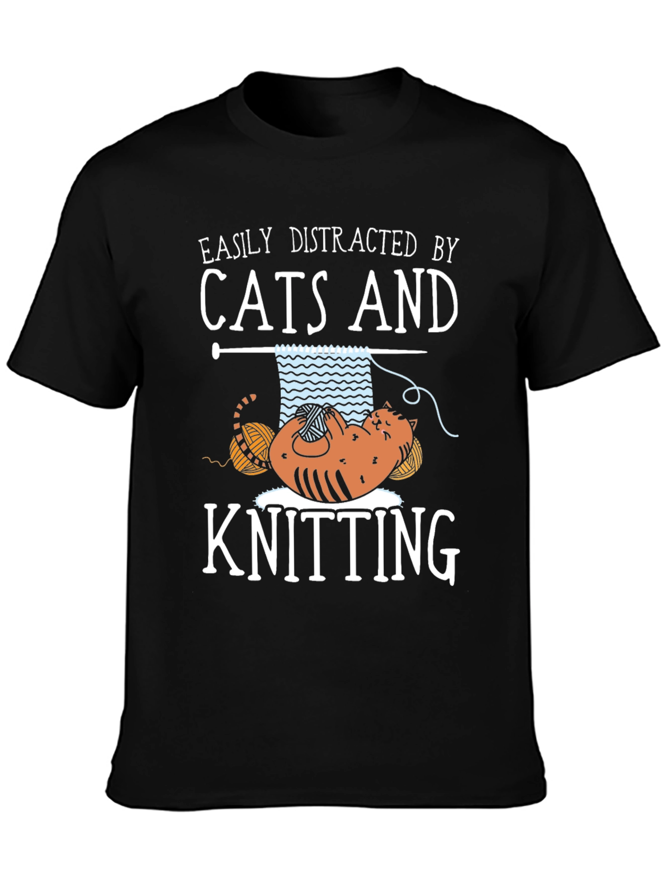 Easily Distracted By Cats and Knitting T-Shirt