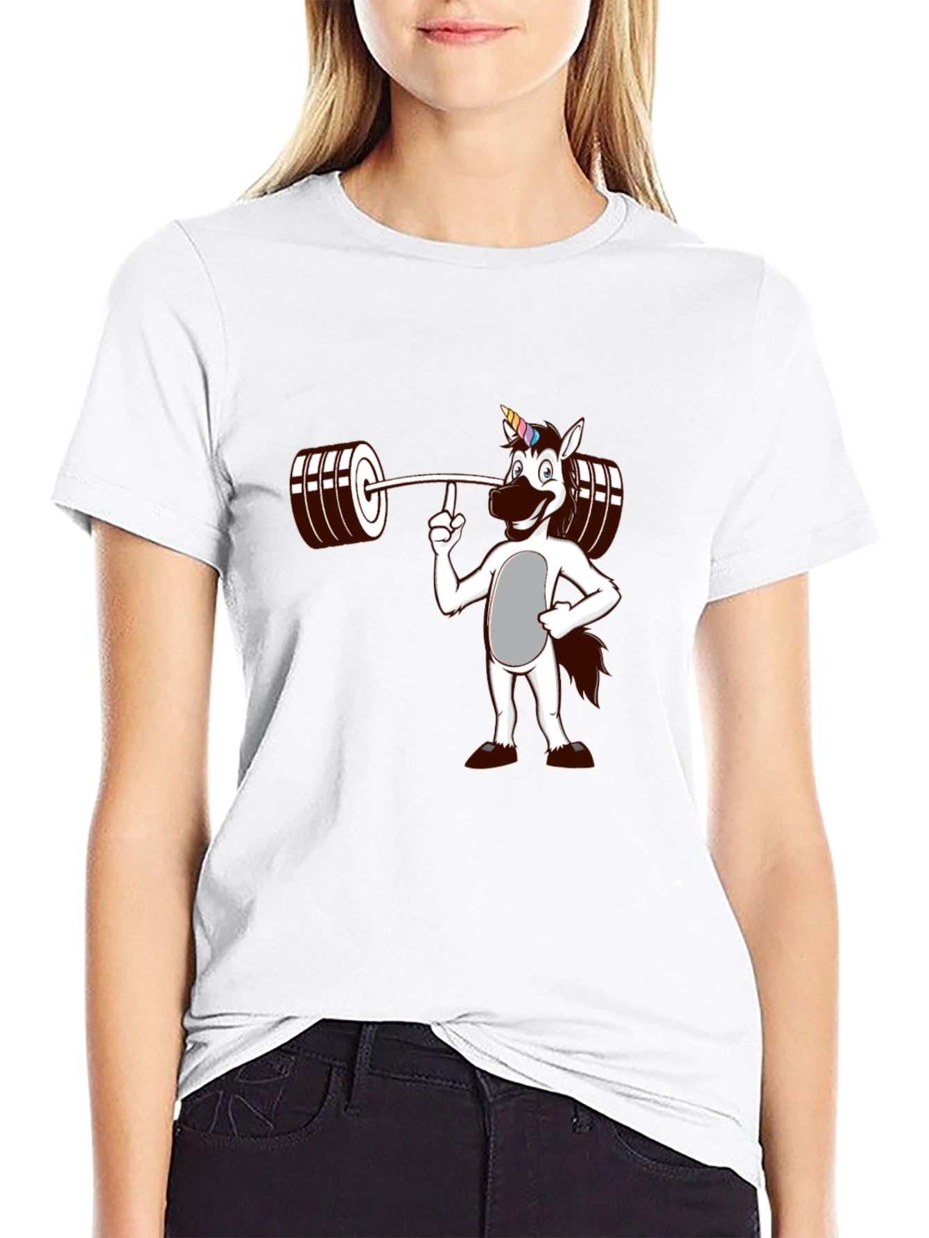 Unicorn Lifting Weights Graphic T-Shirt