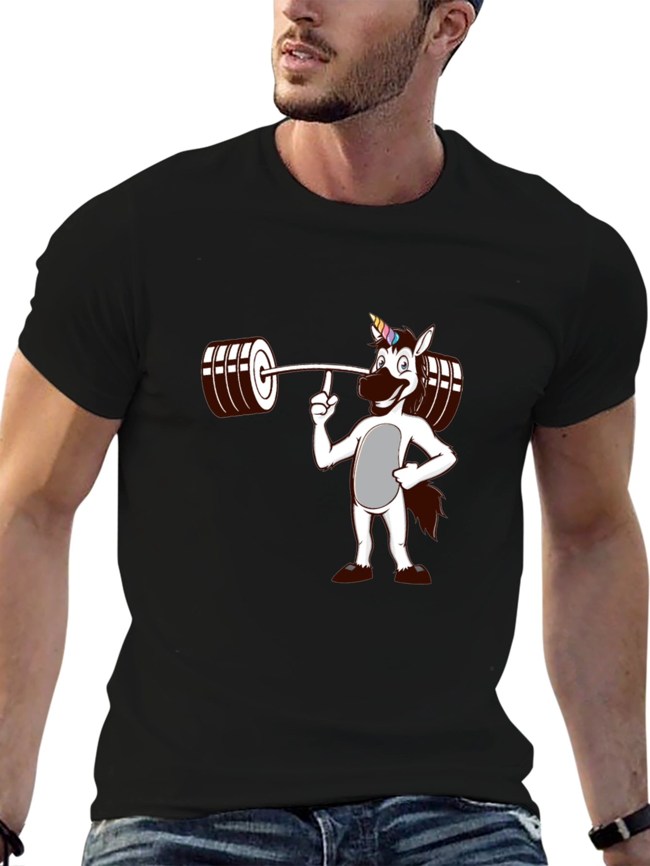 Unicorn Lifting Weights Graphic T-Shirt