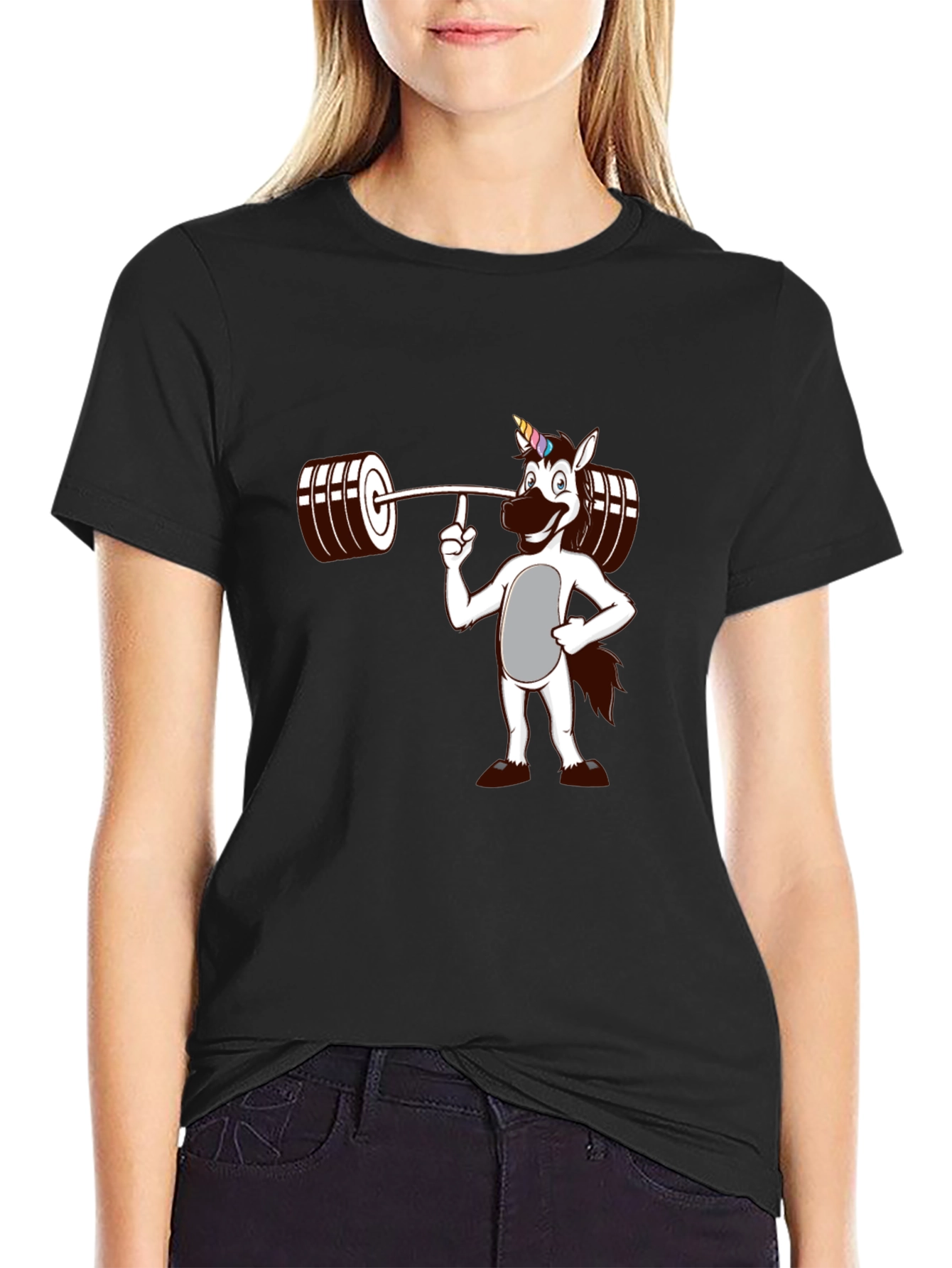 Unicorn Lifting Weights Graphic T-Shirt