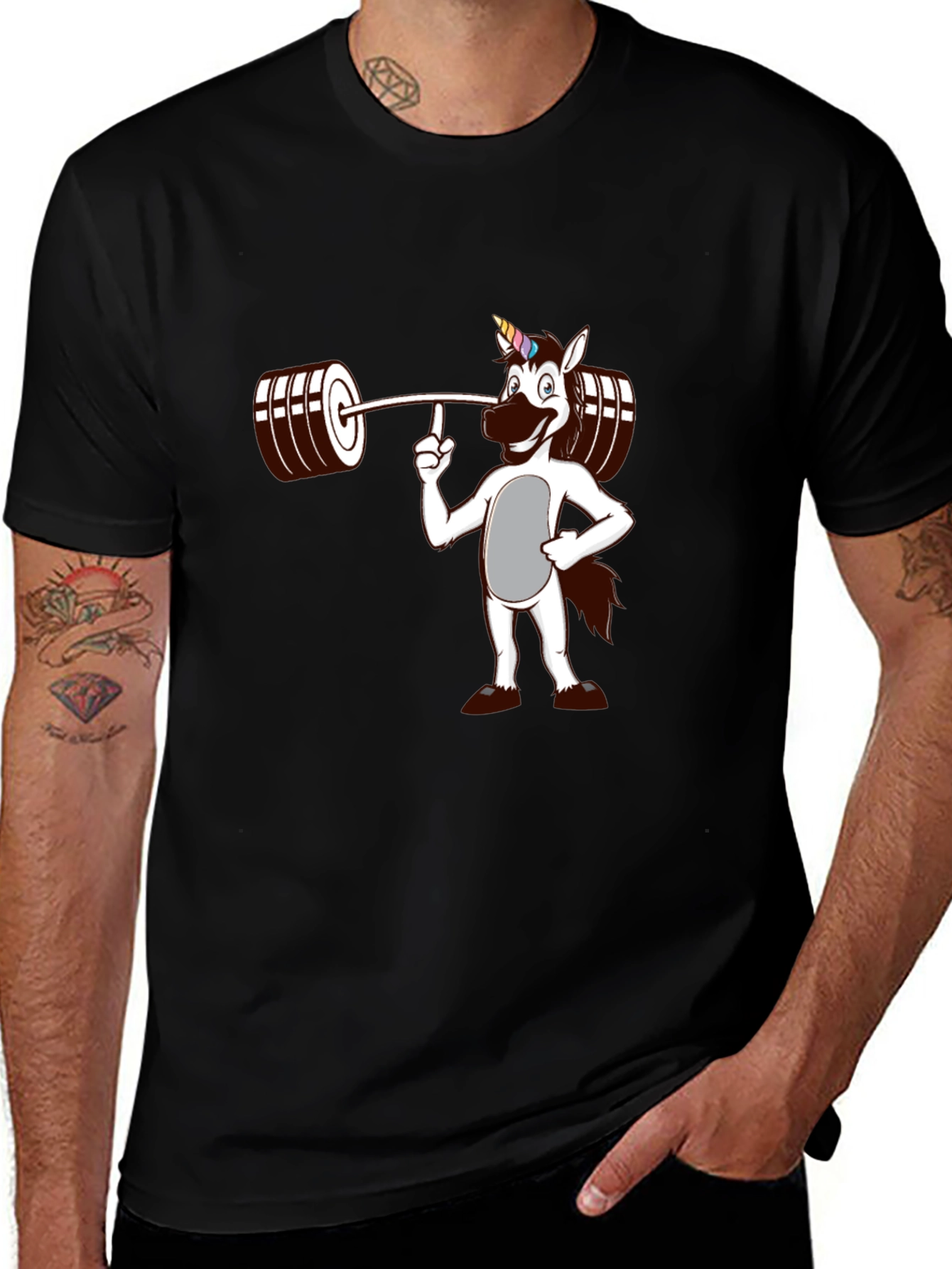 Unicorn Lifting Weights Graphic T-Shirt