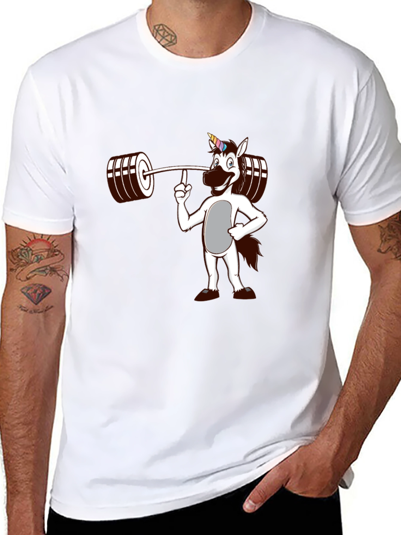 Unicorn Lifting Weights Graphic T-Shirt