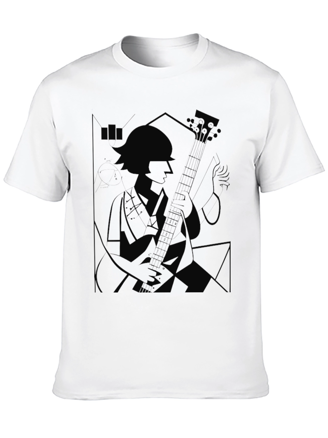 Silhouette Guitar Player Graphic Tee - Black