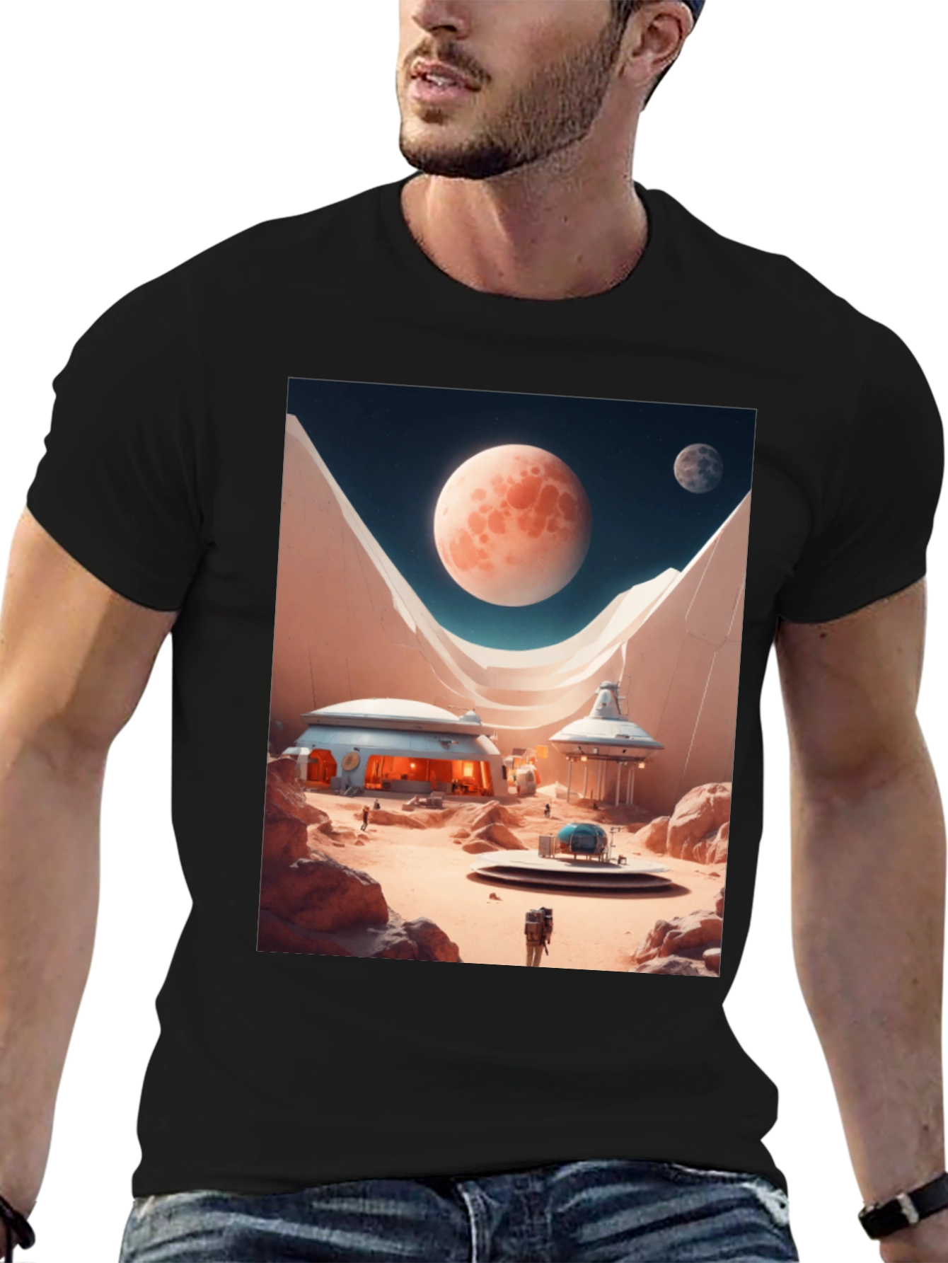 Sci-Fi Mars Landscape Graphic T-Shirt