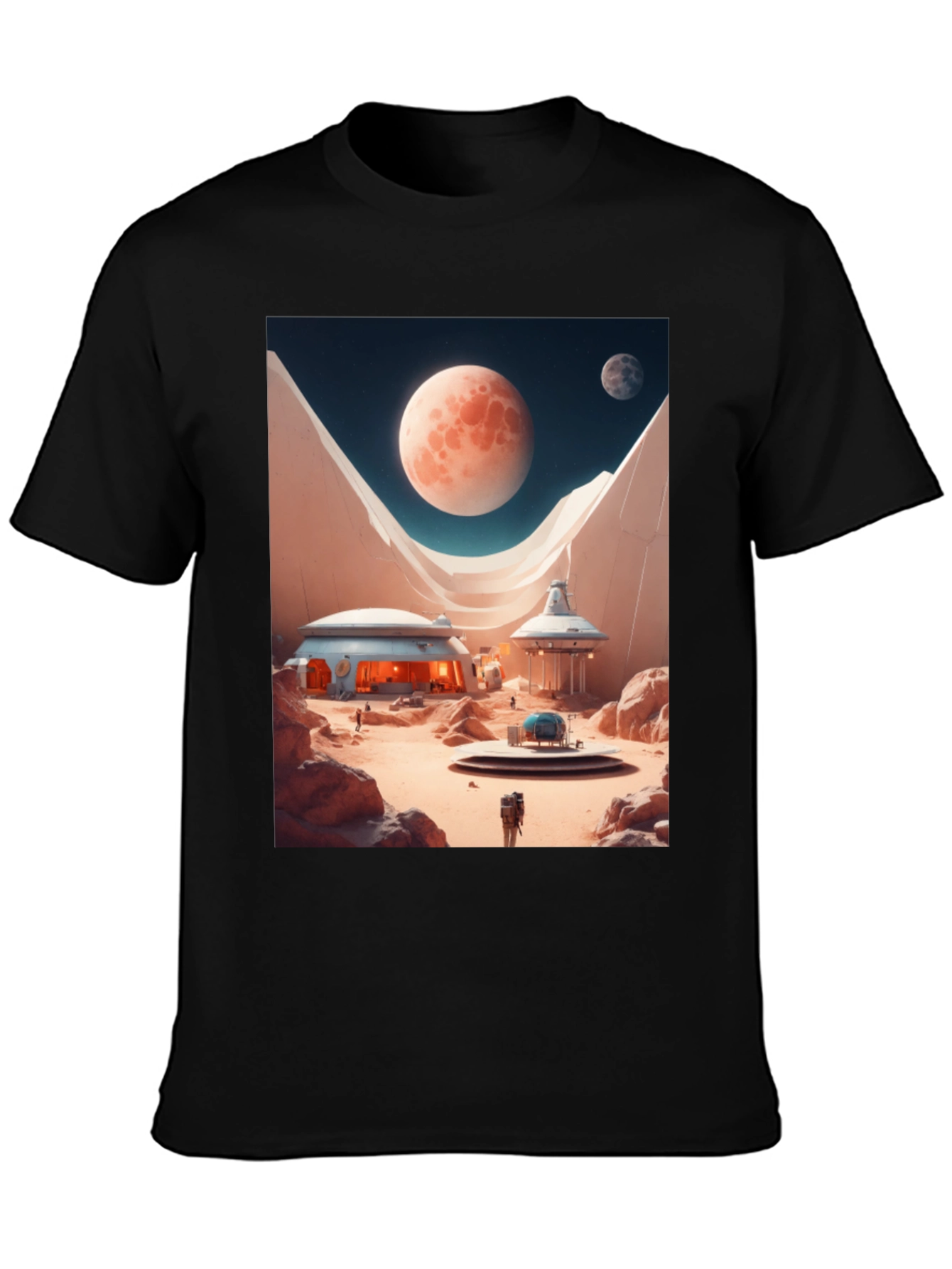 Sci-Fi Mars Landscape Graphic T-Shirt