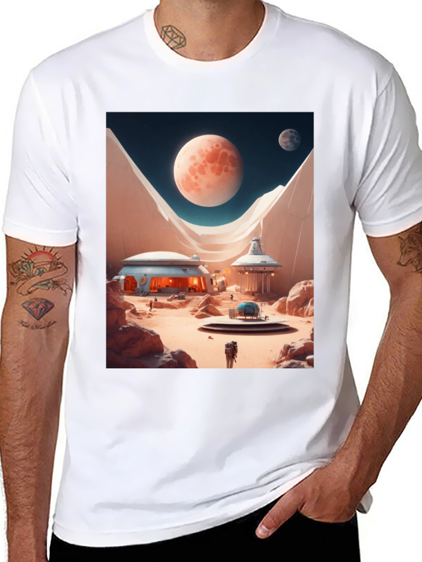 Sci-Fi Mars Landscape Graphic T-Shirt