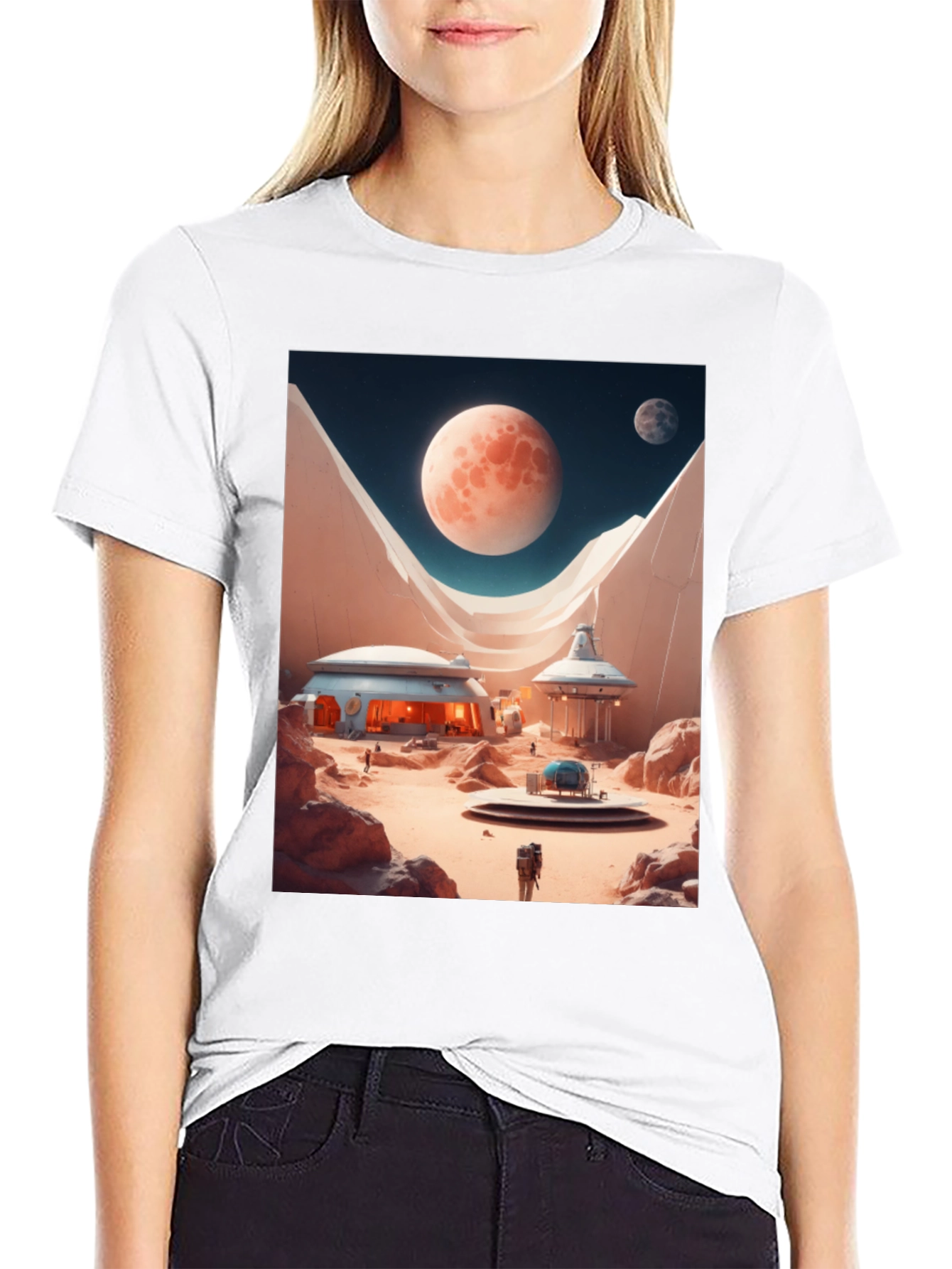 Sci-Fi Mars Landscape Graphic T-Shirt