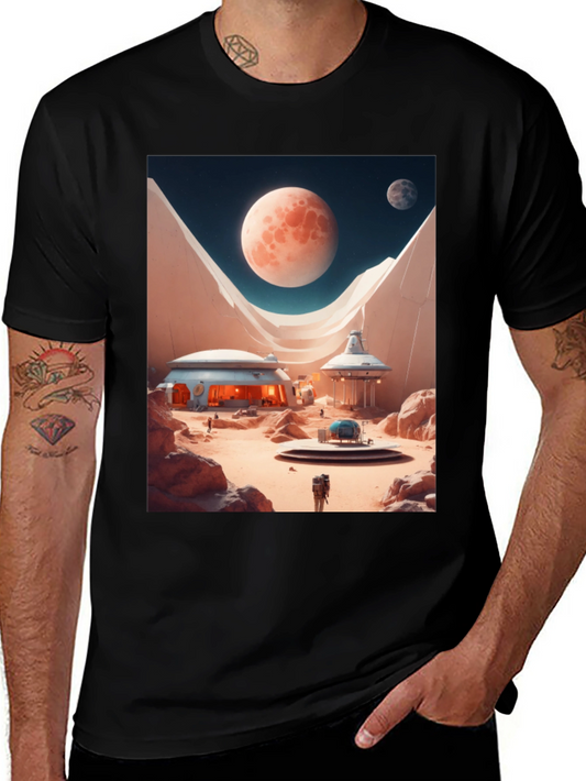 Sci-Fi Mars Landscape Graphic T-Shirt