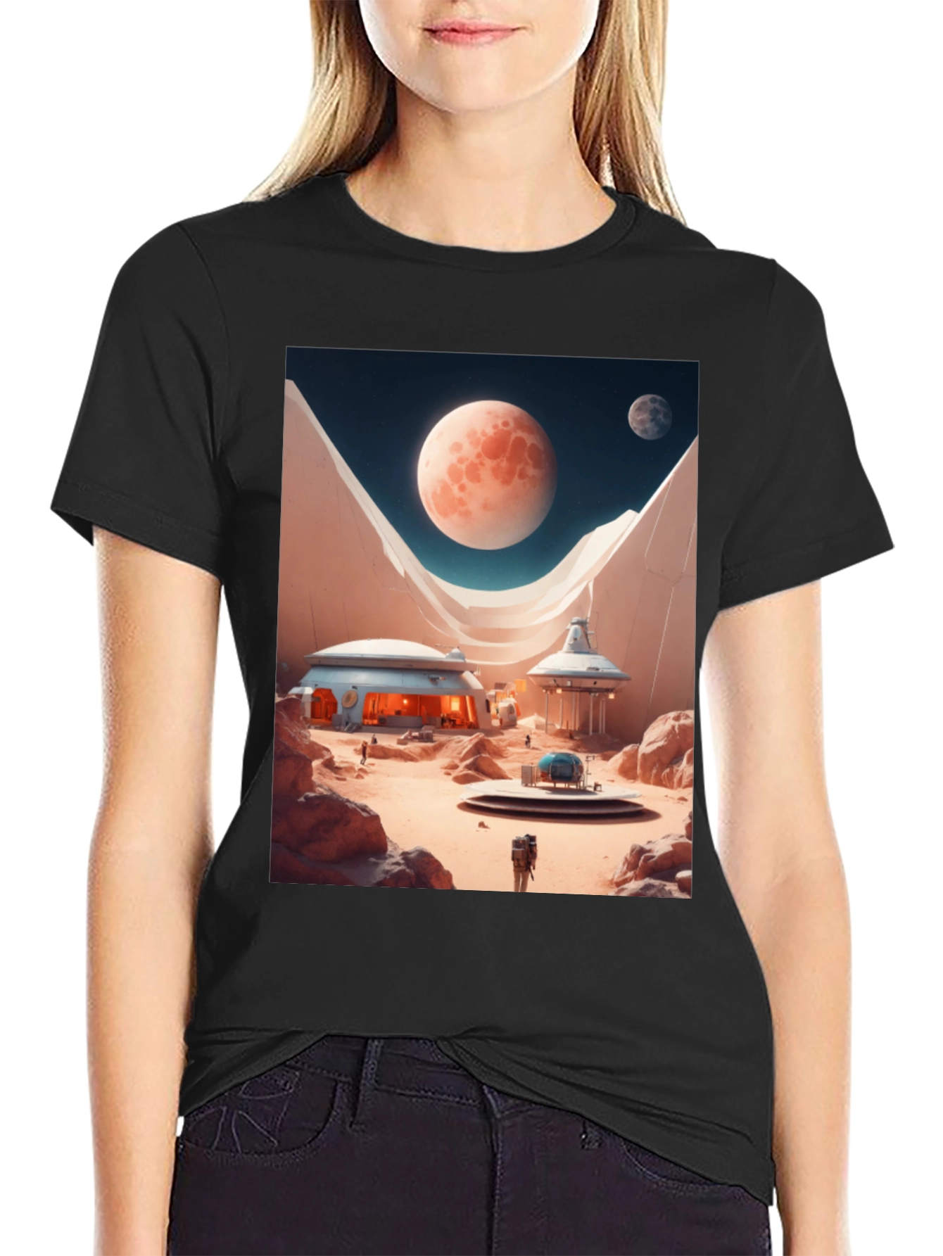Sci-Fi Mars Landscape Graphic T-Shirt