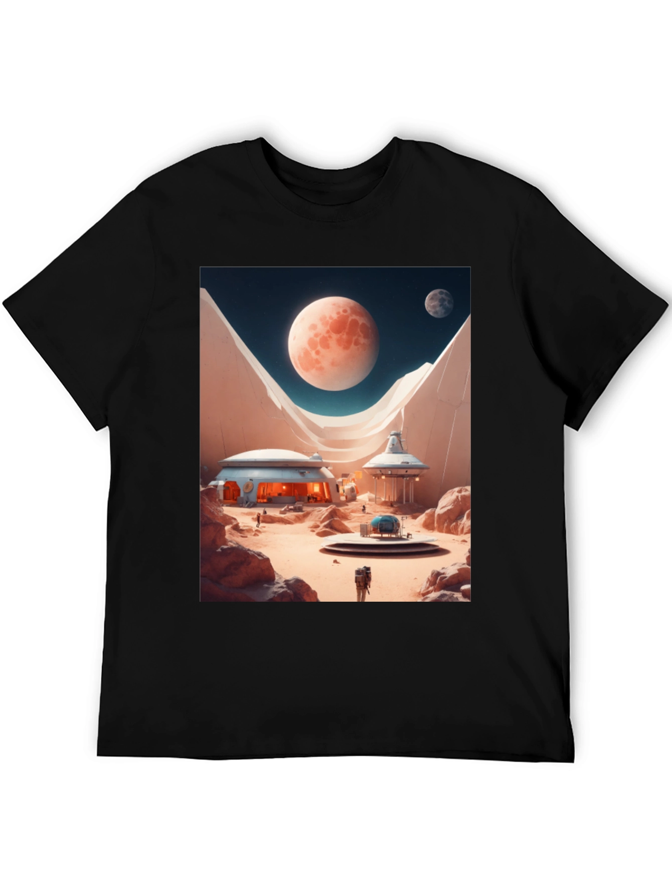 Sci-Fi Mars Landscape Graphic T-Shirt