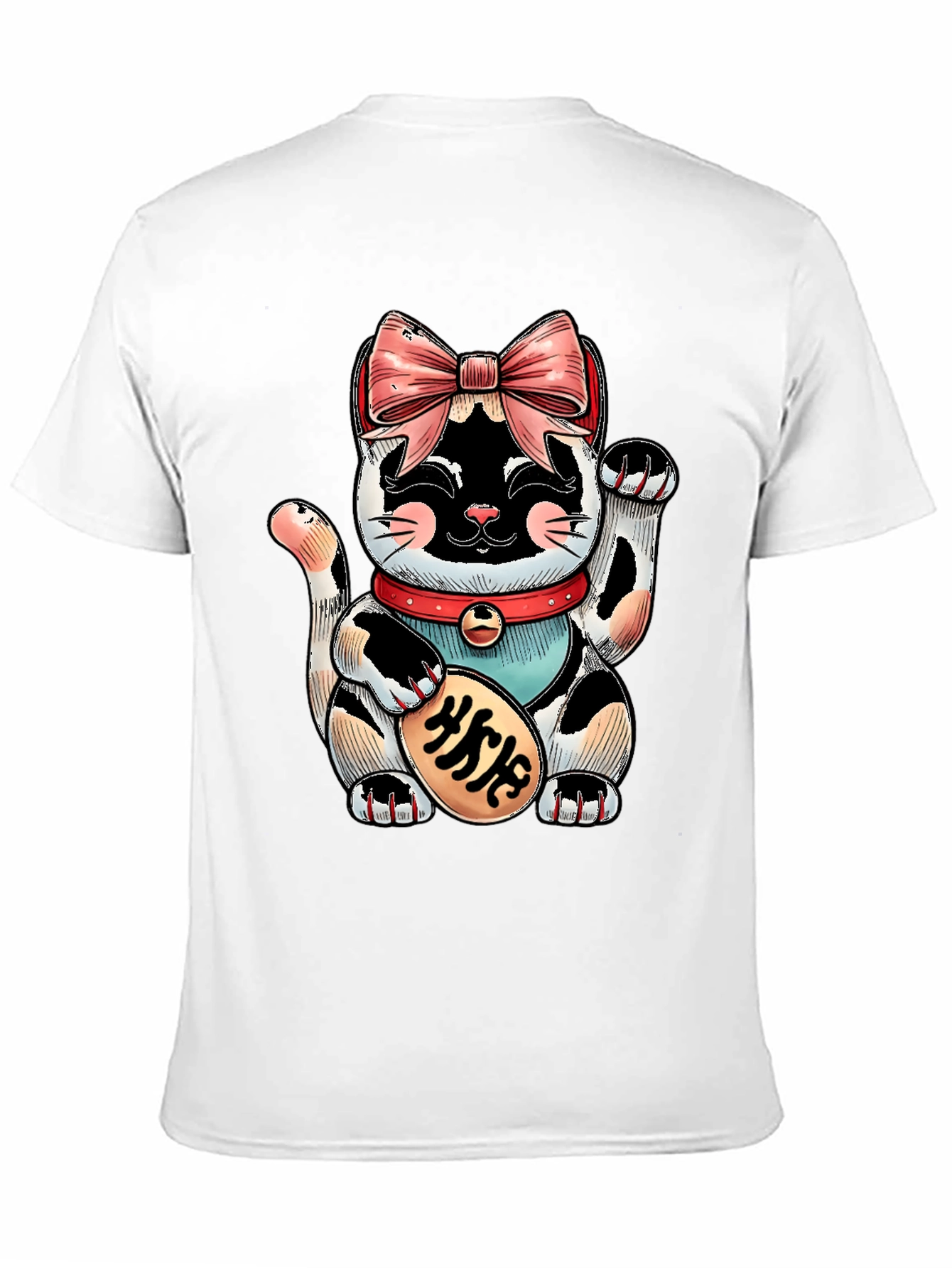 Lucky Cat Graphic Tee - Unisex Black T-Shirt