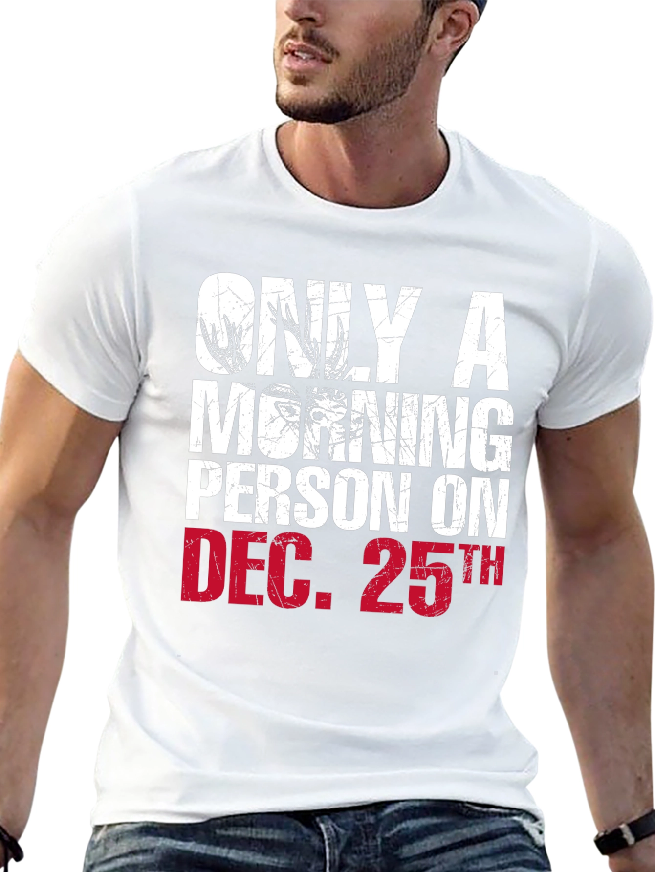 Funny Christmas Morning Person Deer T-Shirt