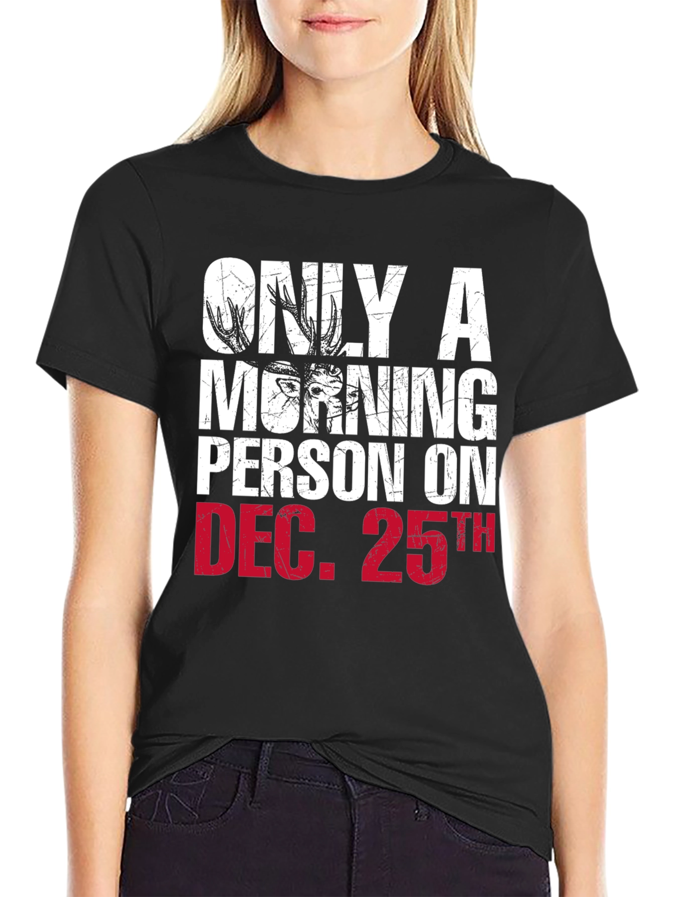 Funny Christmas Morning Person Deer T-Shirt