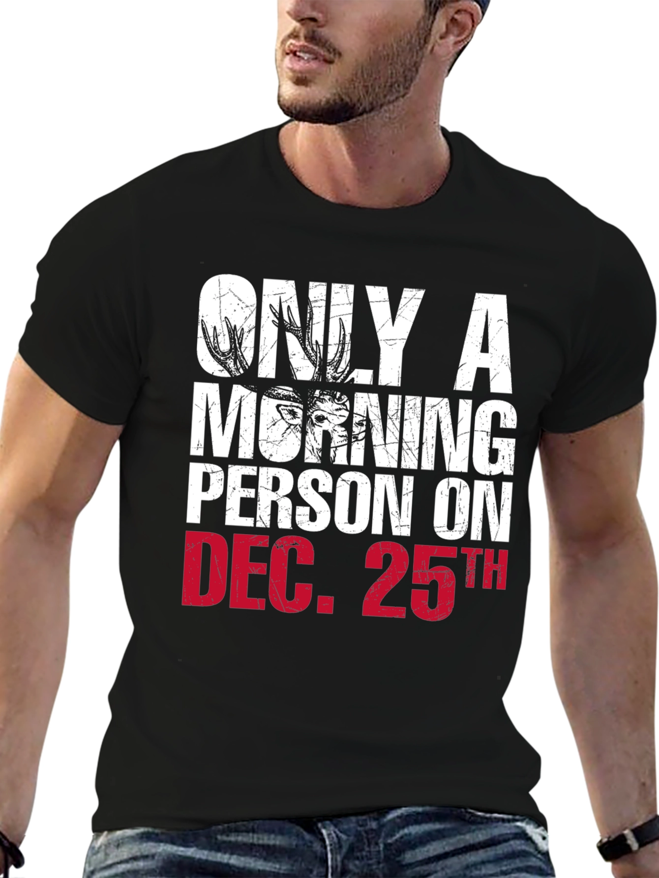 Funny Christmas Morning Person Deer T-Shirt