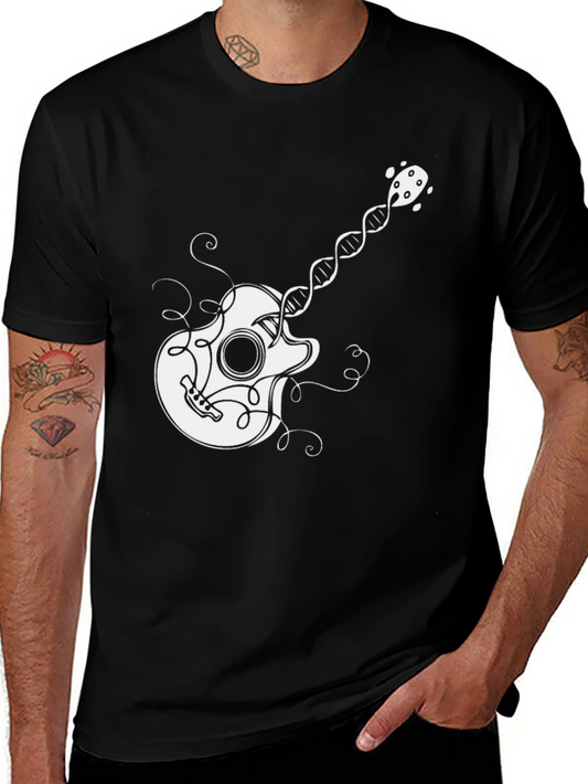 Guitar DNA Graphic Print Tee - Unique Music Lover Gift