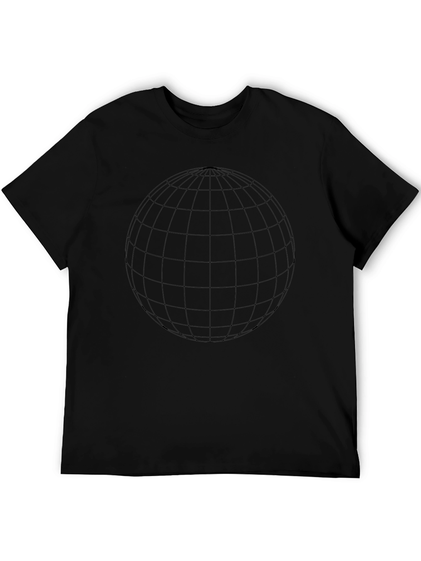 Geometric Globe Graphic Tee - Modern Black T-Shirt