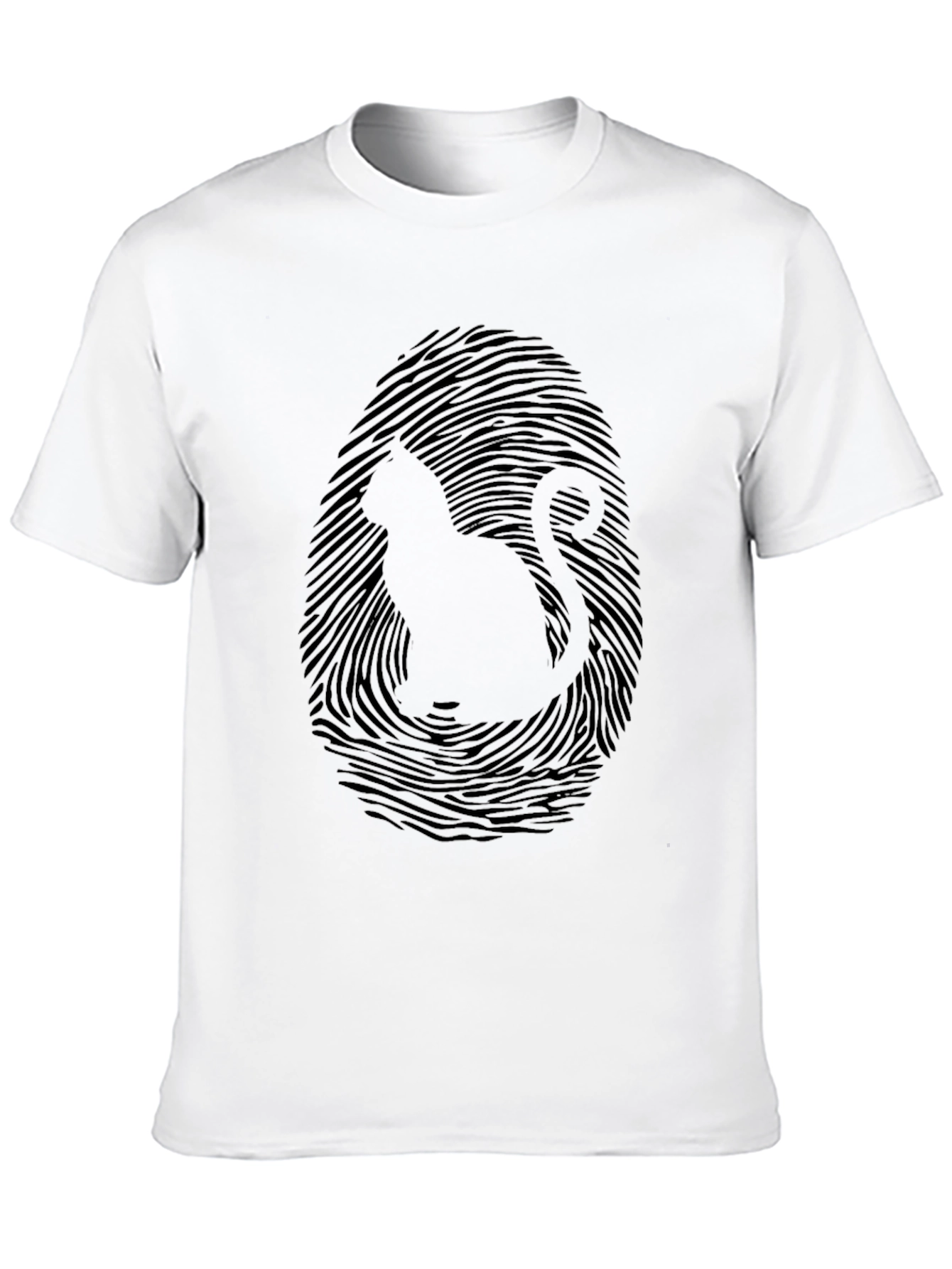 Cat Fingerprint Graphic Tee - Unique Black T-Shirt