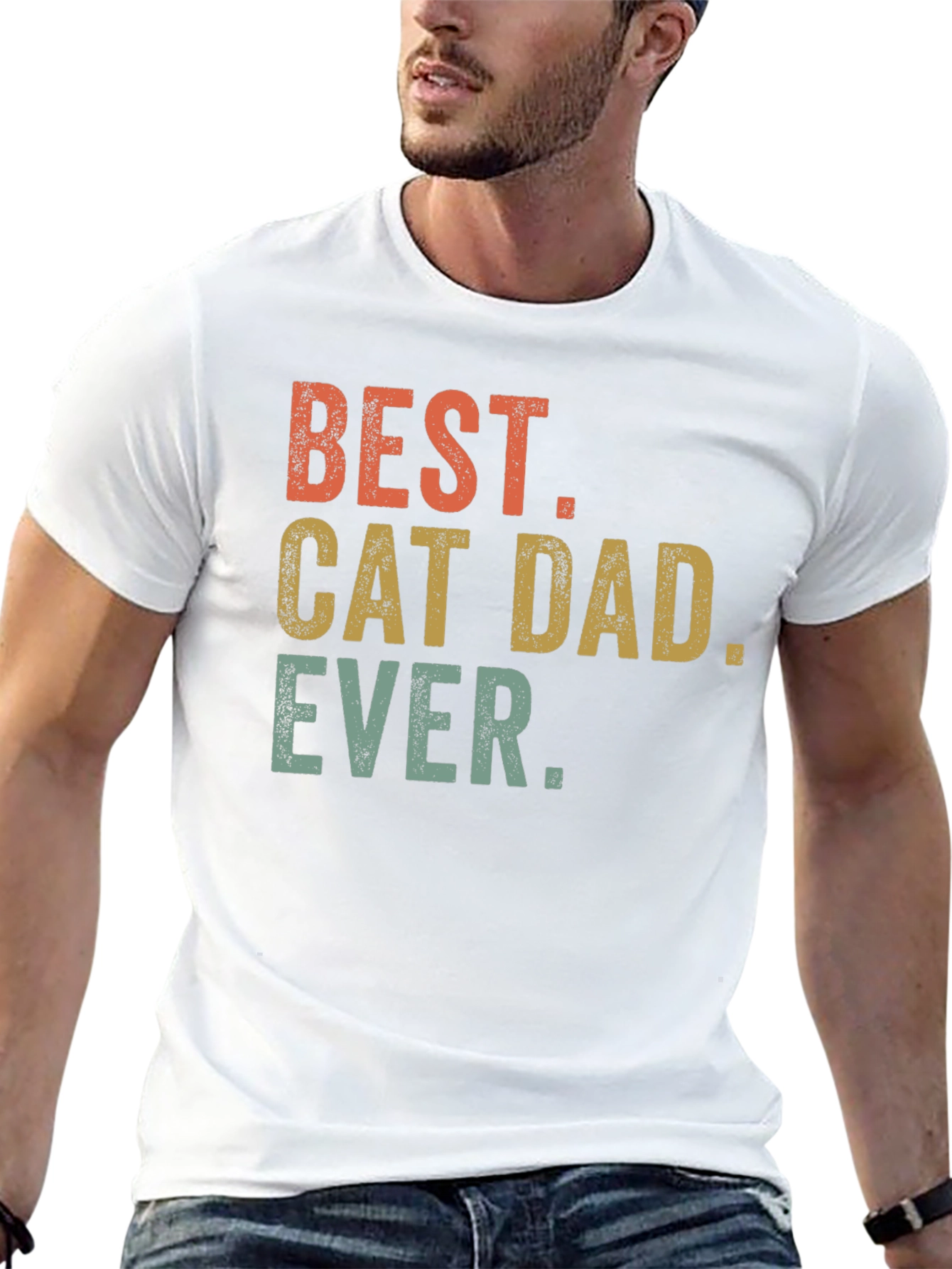 Best Cat Dad Ever T-Shirt - Black Graphic Tee