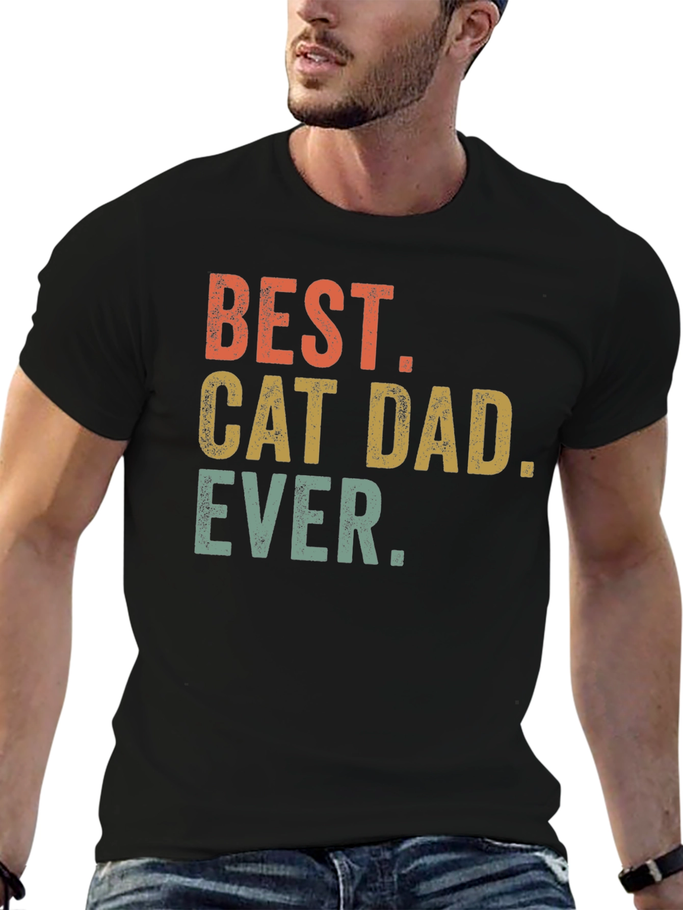 Best Cat Dad Ever T-Shirt - Black Graphic Tee