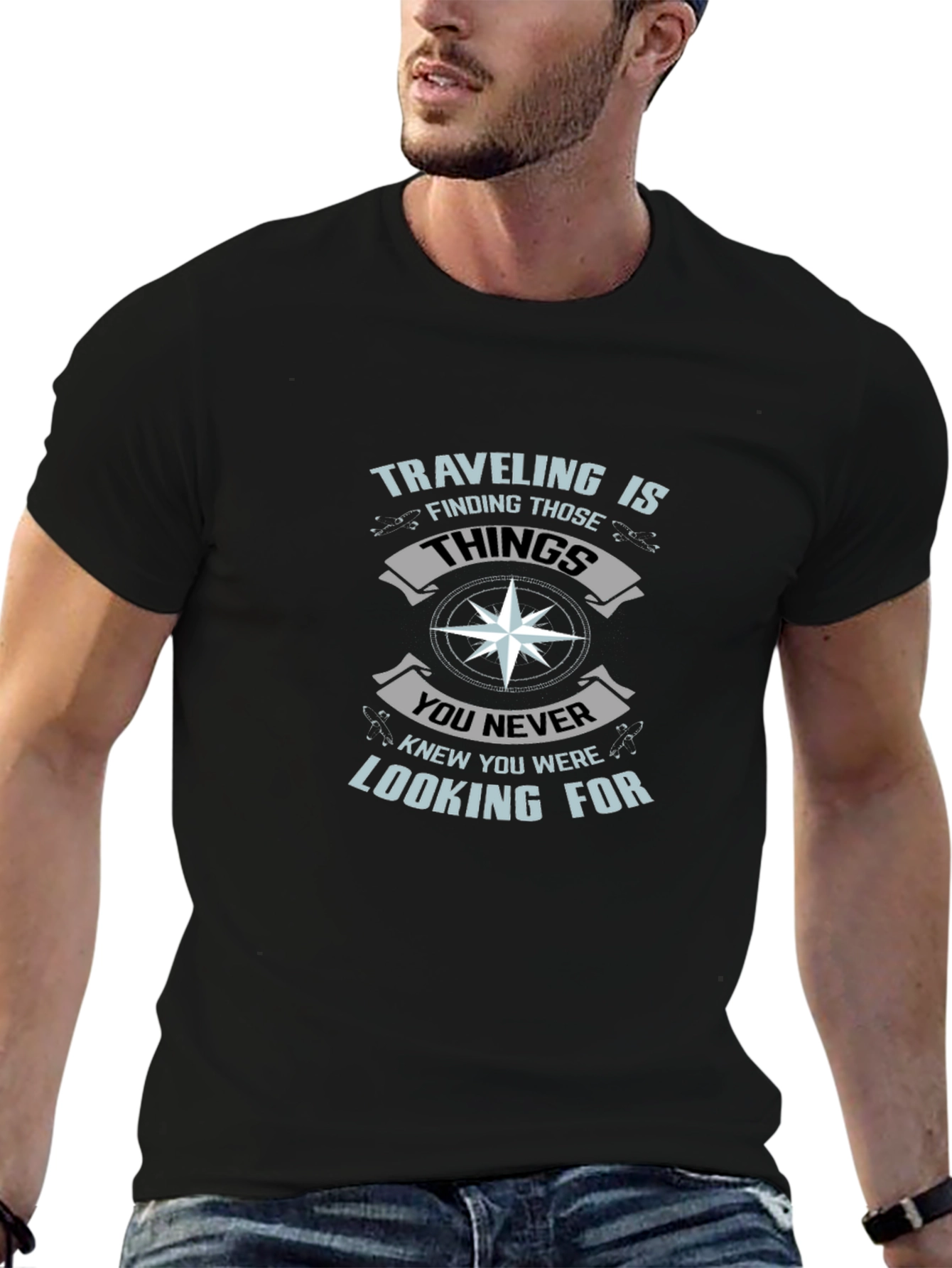 Travel Adventure Black Graphic T-Shirt