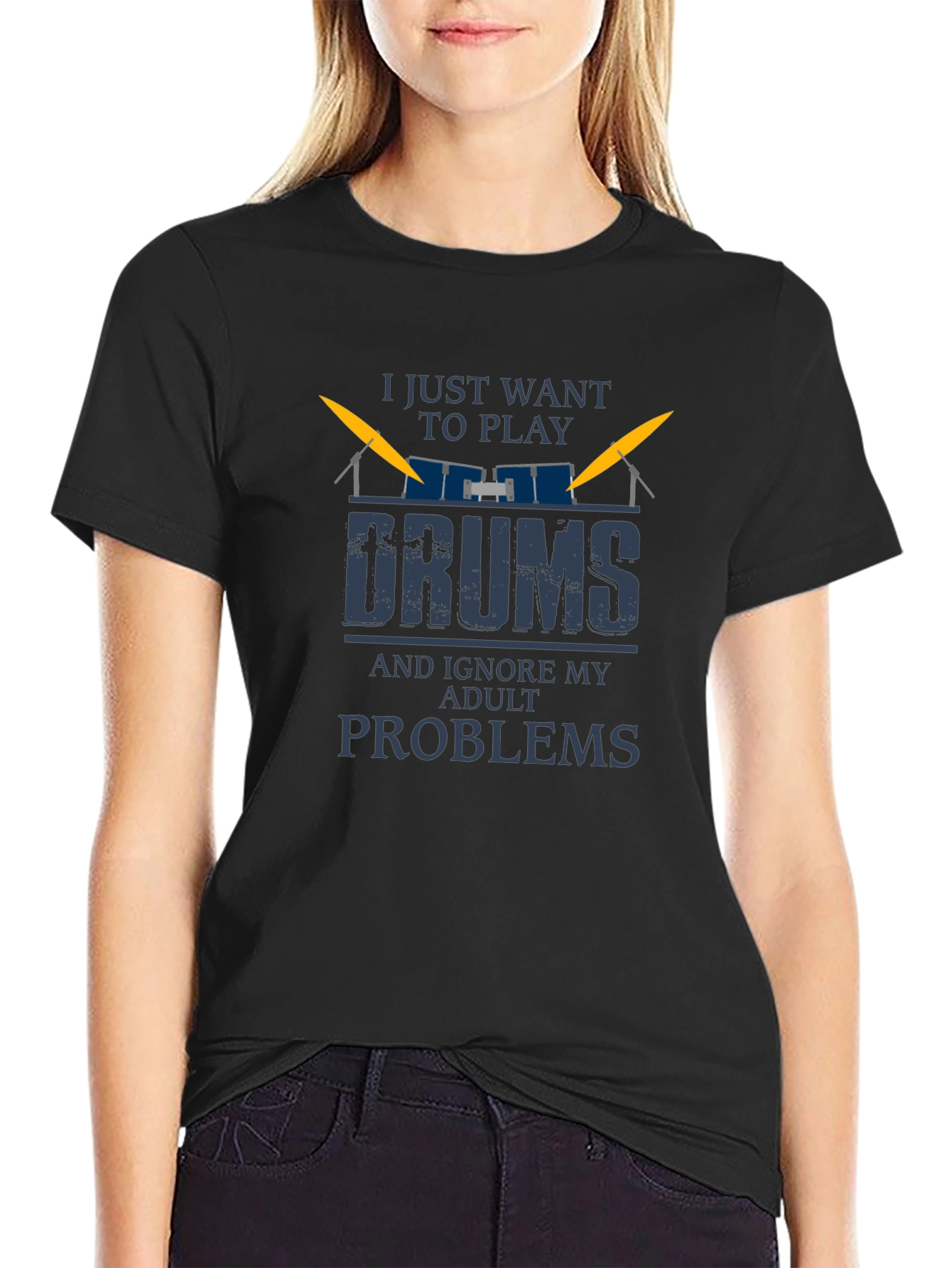Drummer T-Shirt: Ignore Adult Problems and Play Drums