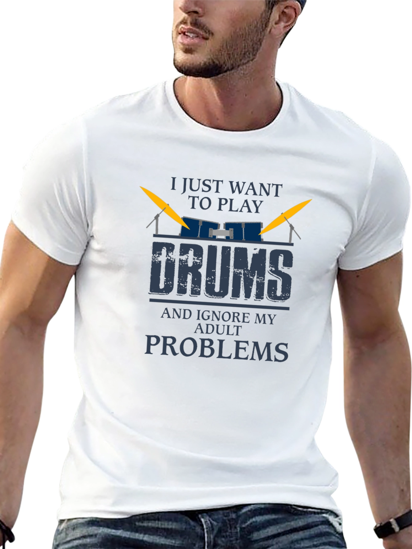Drummer T-Shirt: Ignore Adult Problems and Play Drums