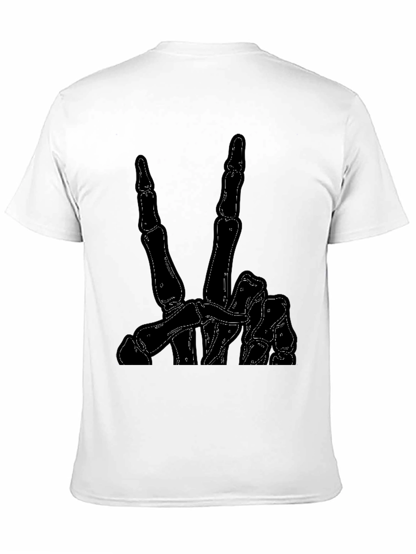 Skeleton Hand Peace Sign Graphic Tee - Black