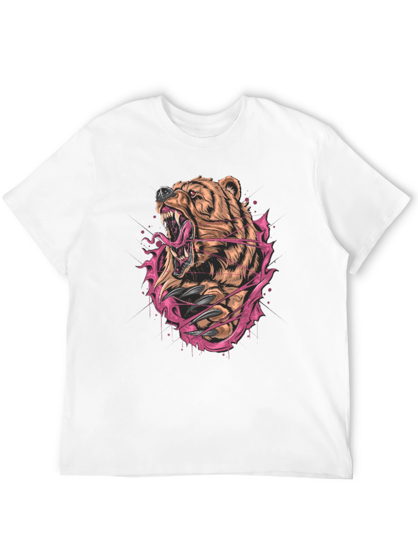 Bear Graphic Print Black T-Shirt