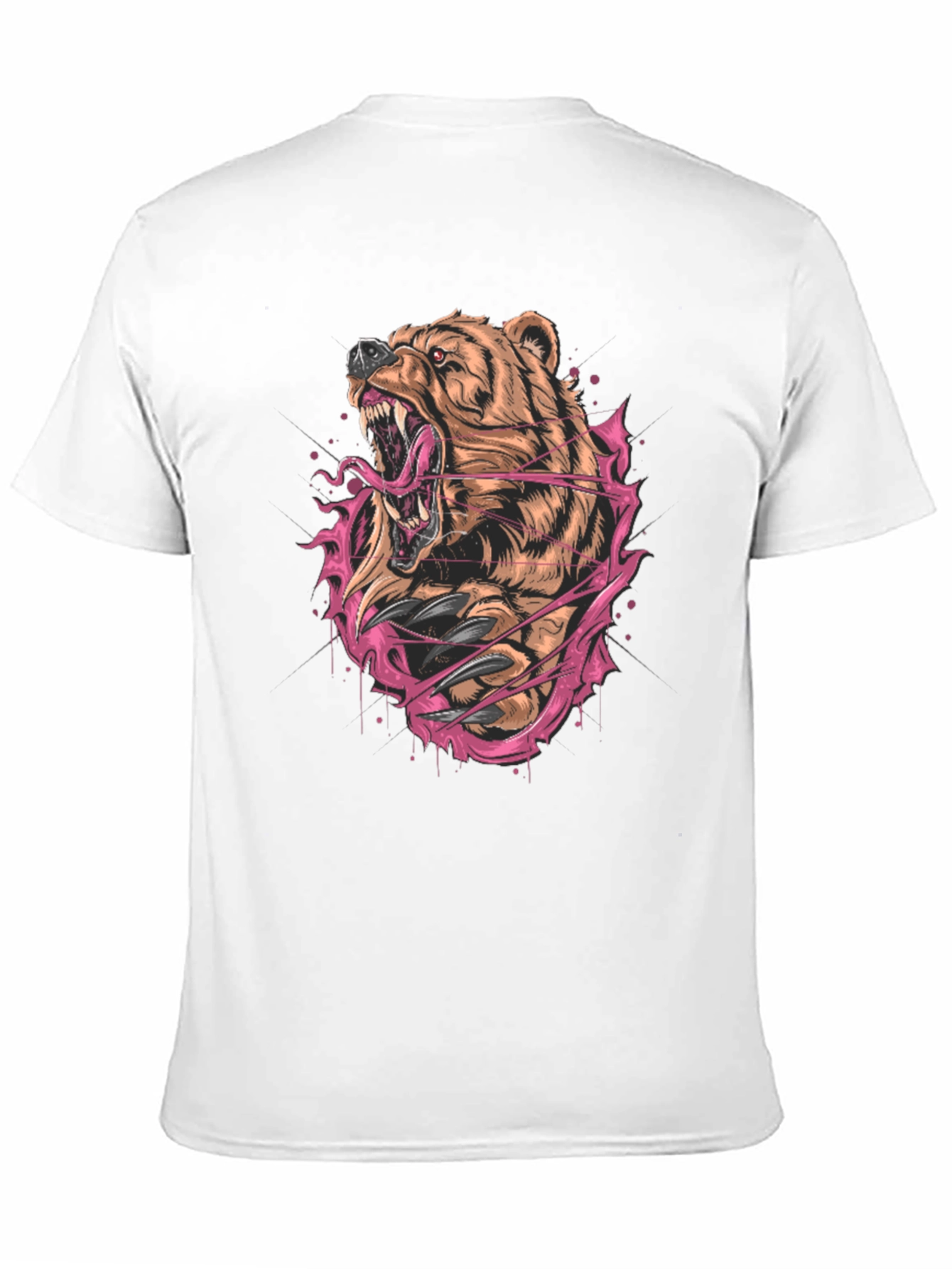 Bear Graphic Print Black T-Shirt
