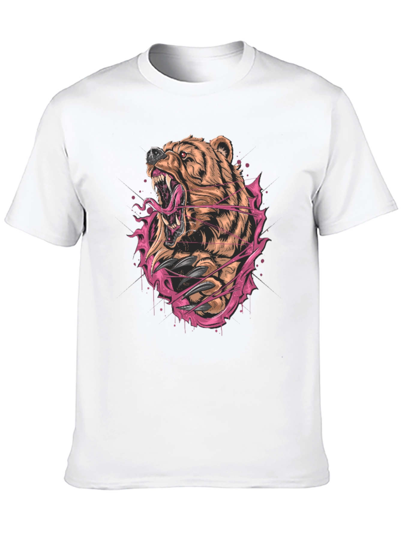Bear Graphic Print Black T-Shirt