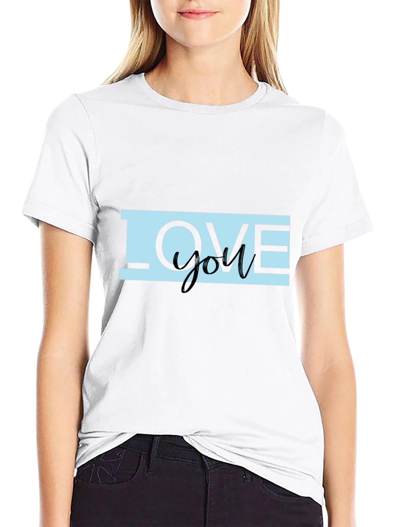 Love You Graphic Print Black T-Shirt