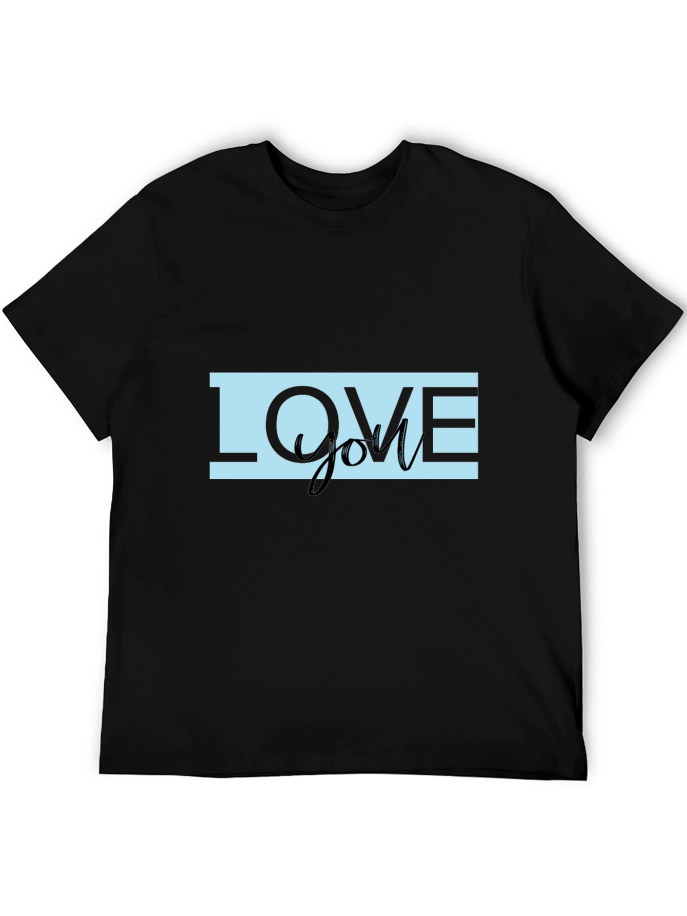 Love You Graphic Print Black T-Shirt