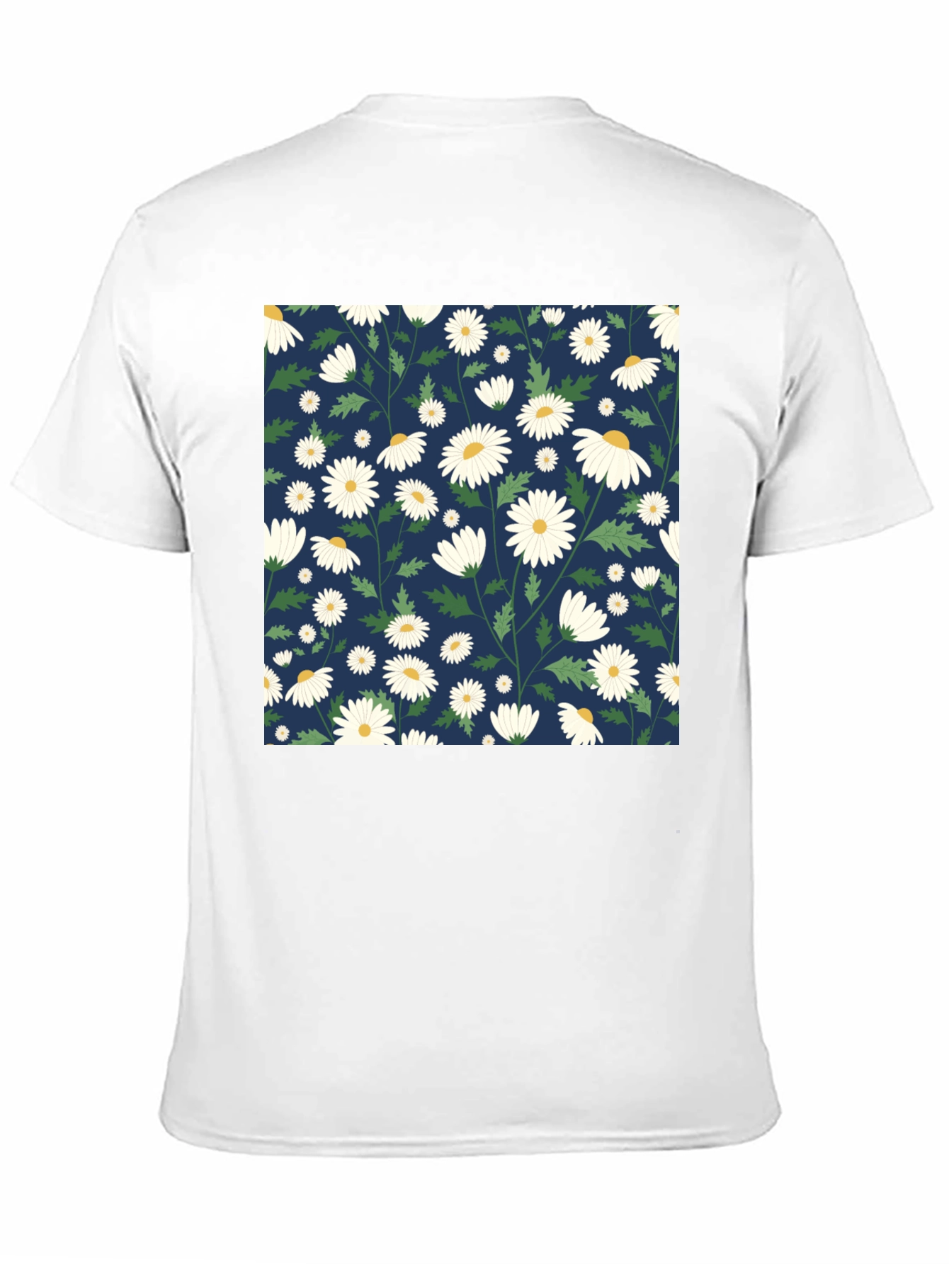 Daisy Pattern Black T-Shirt