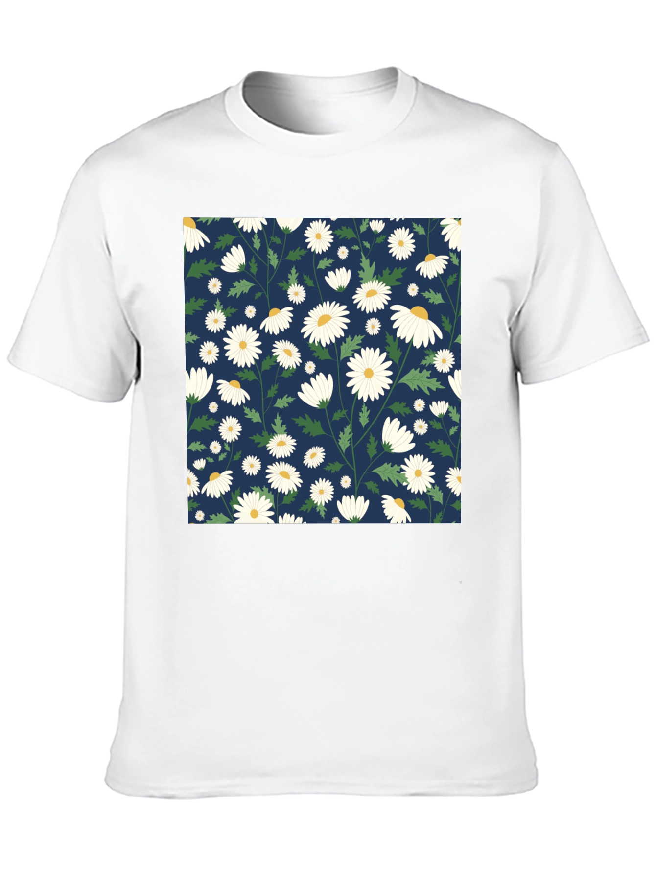 Daisy Pattern Black T-Shirt