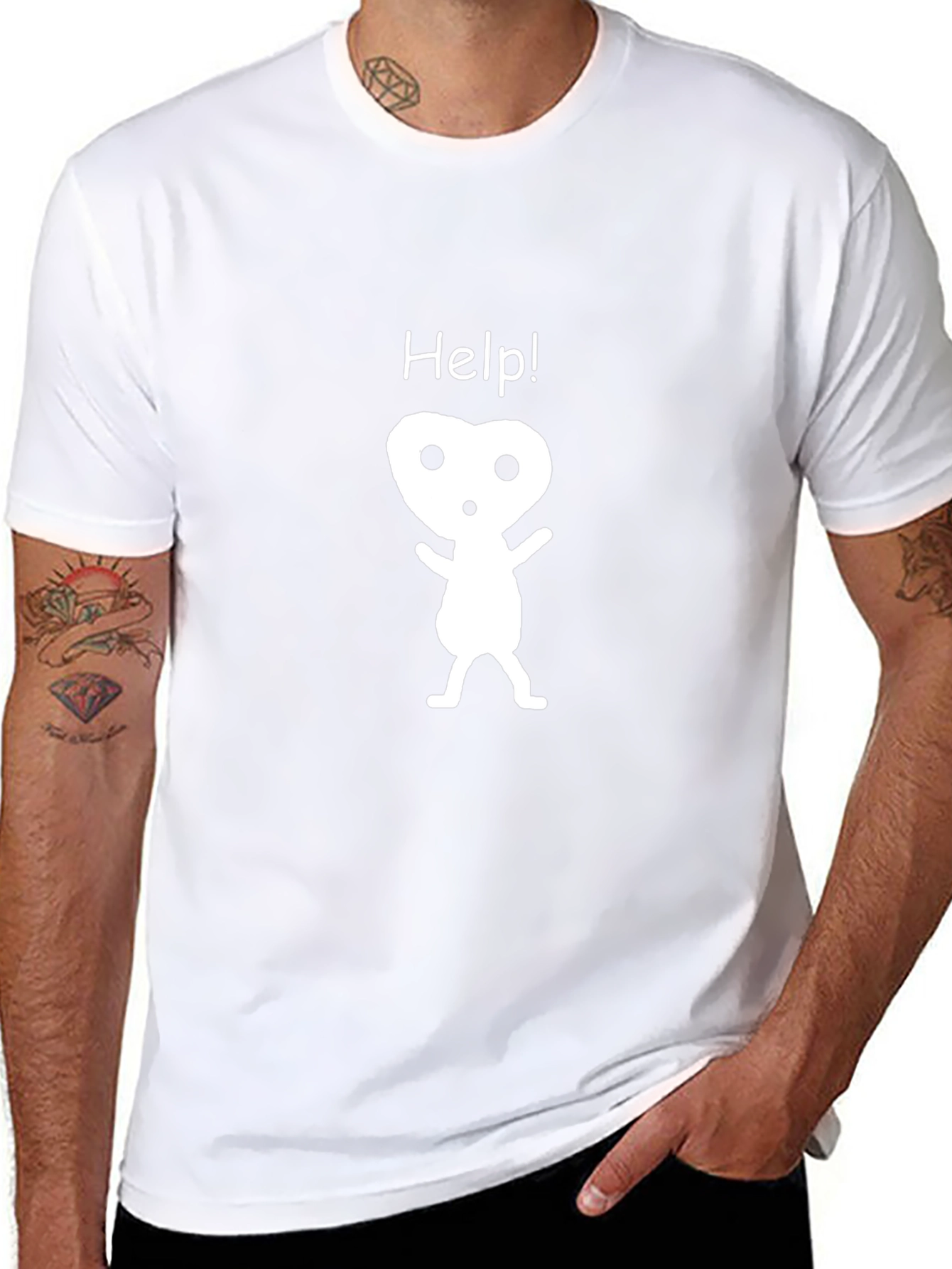 Help! Graphic Black T-Shirt - Kodama Spirit