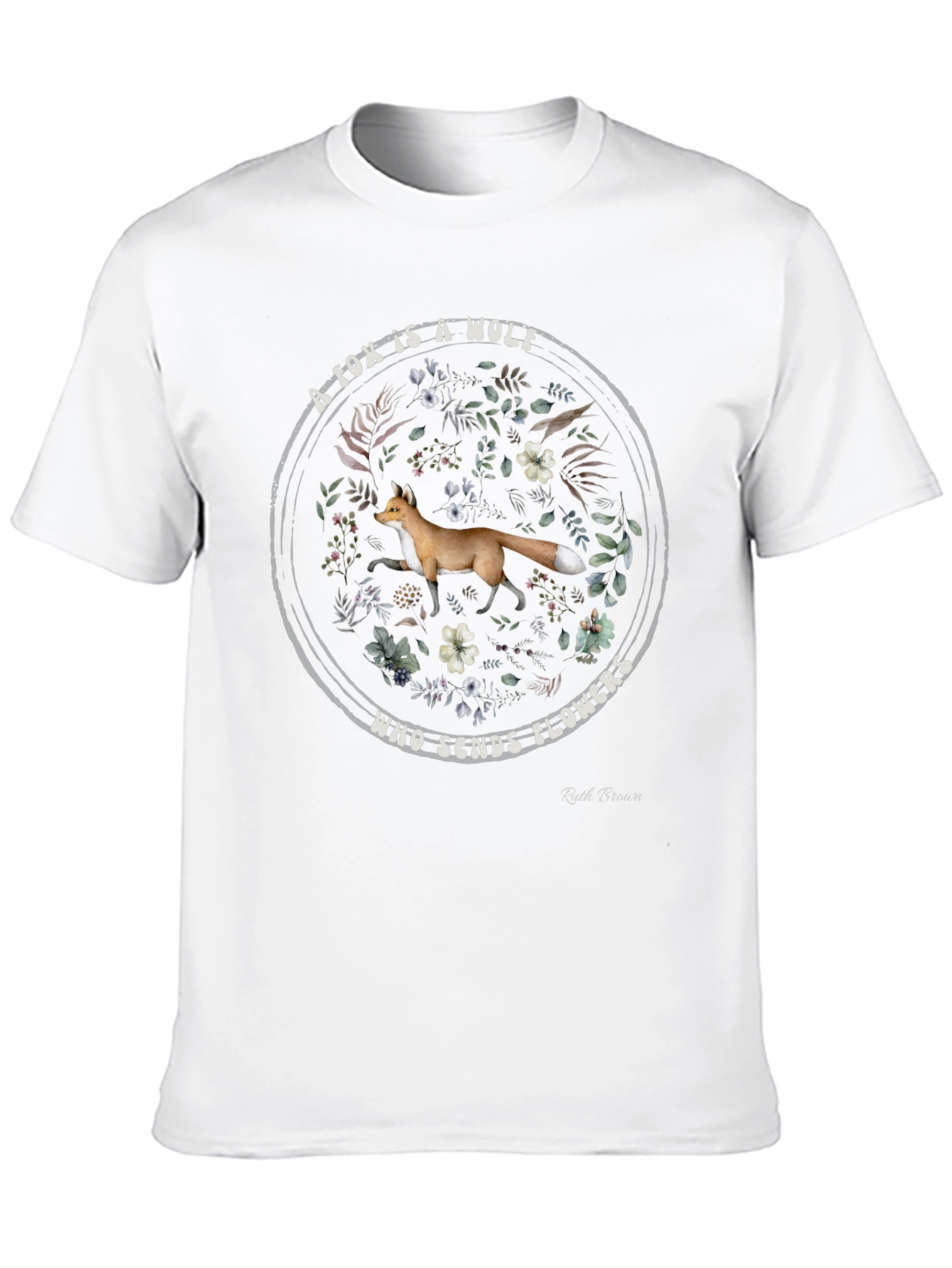 Fox Sends Flowers Black Graphic T-Shirt