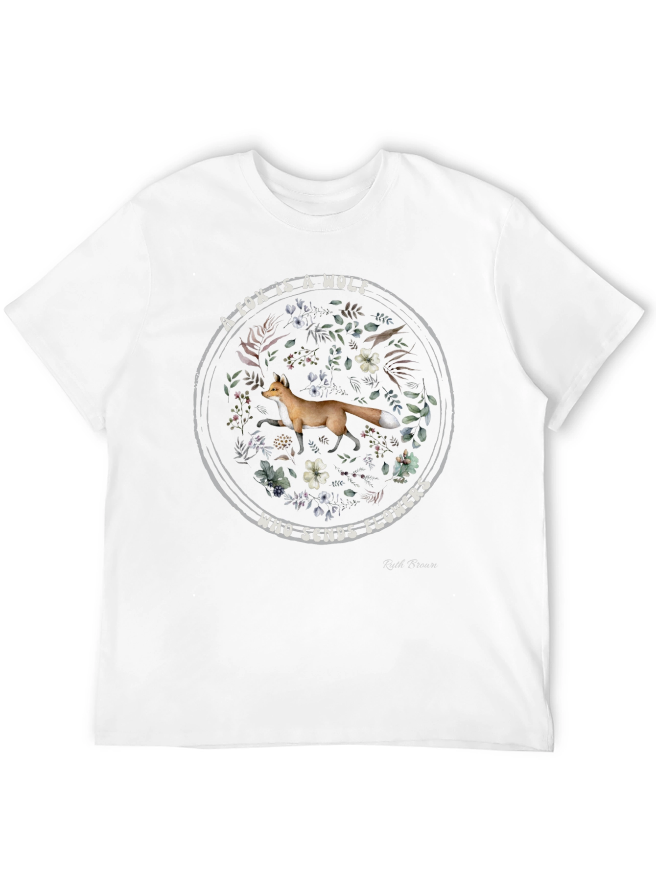 Fox Sends Flowers Black Graphic T-Shirt