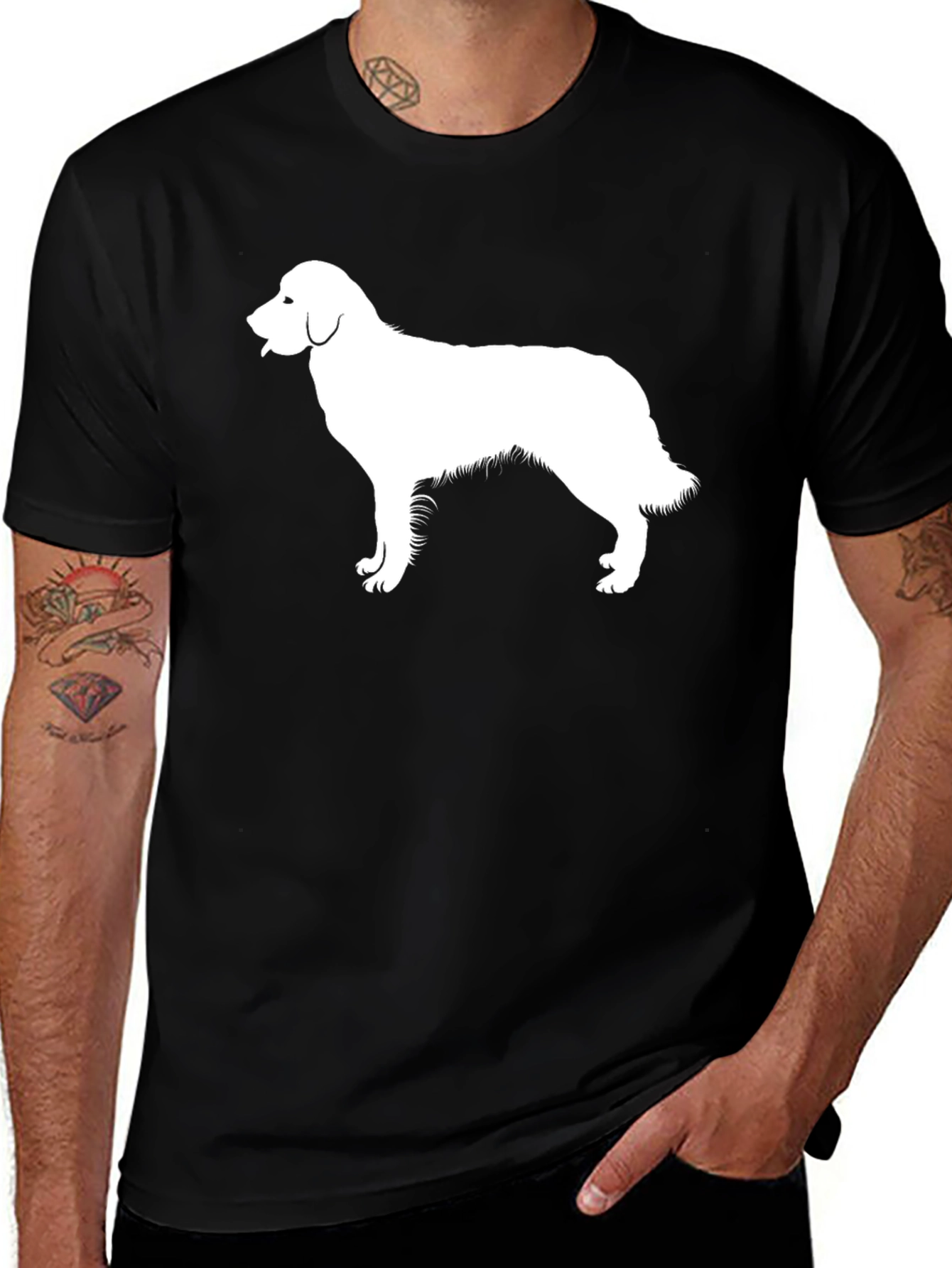 Dog Silhouette T-Shirt - Black