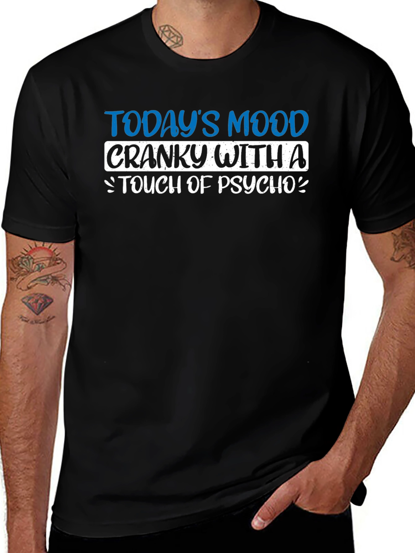 Cranky With a Touch of Psycho Novelty Graphic T-Shirt