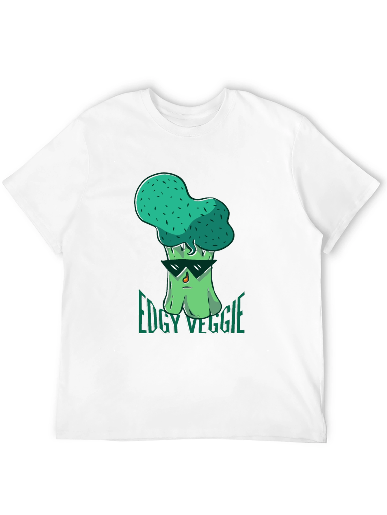 Edgy Veggie Graphic T-Shirt - Black Crew Neck