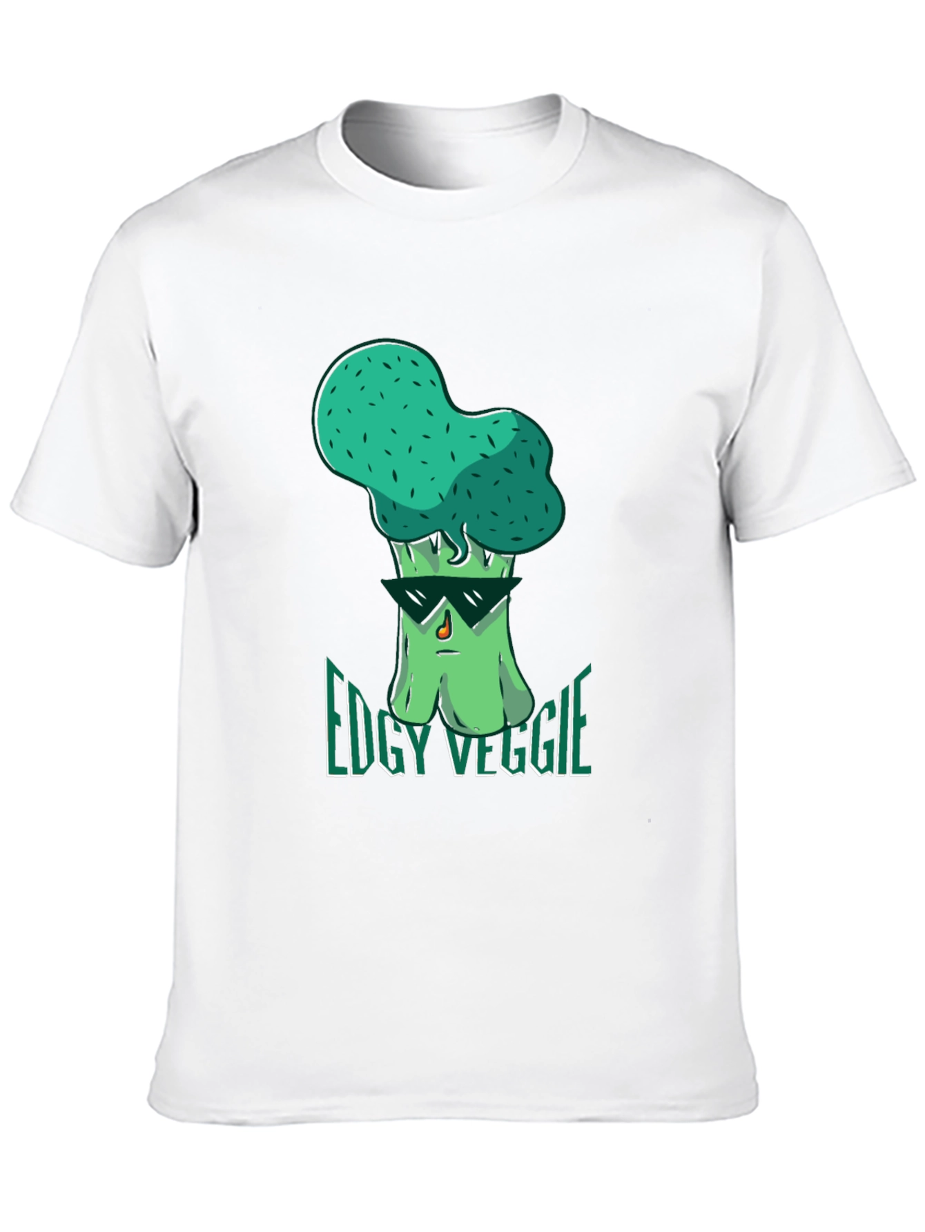 Edgy Veggie Graphic T-Shirt - Black Crew Neck