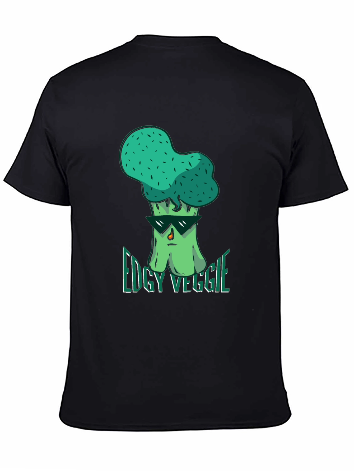 Edgy Veggie Graphic T-Shirt - Black Crew Neck