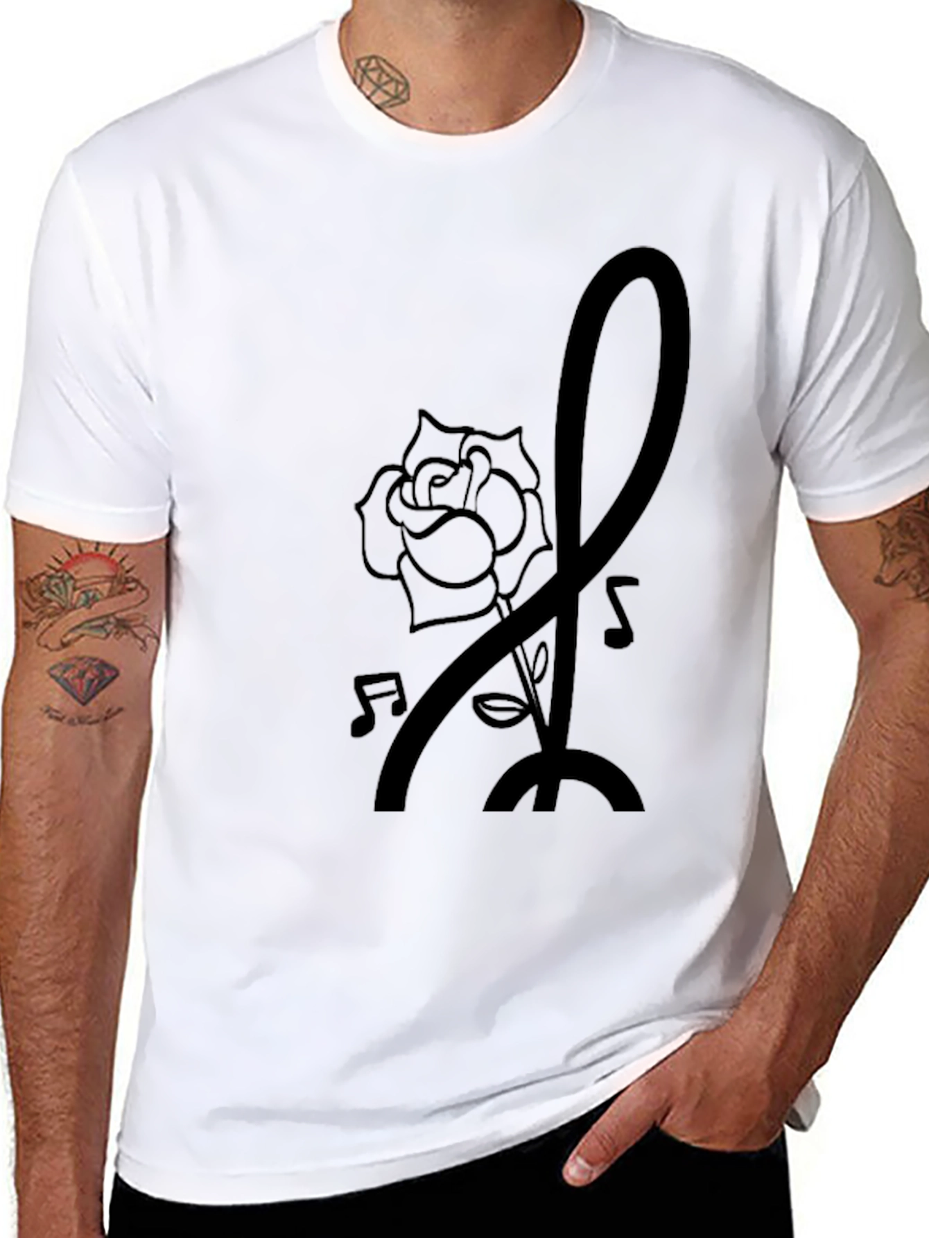 Rose Music Note Graphic Tee