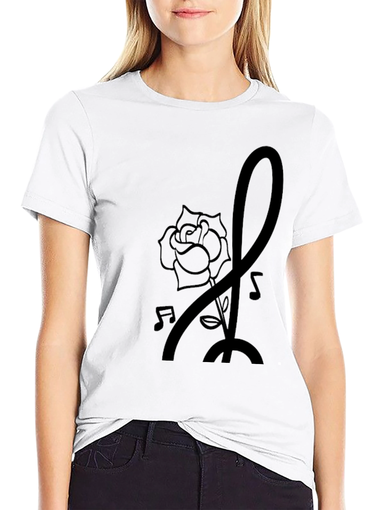 Rose Music Note Graphic Tee